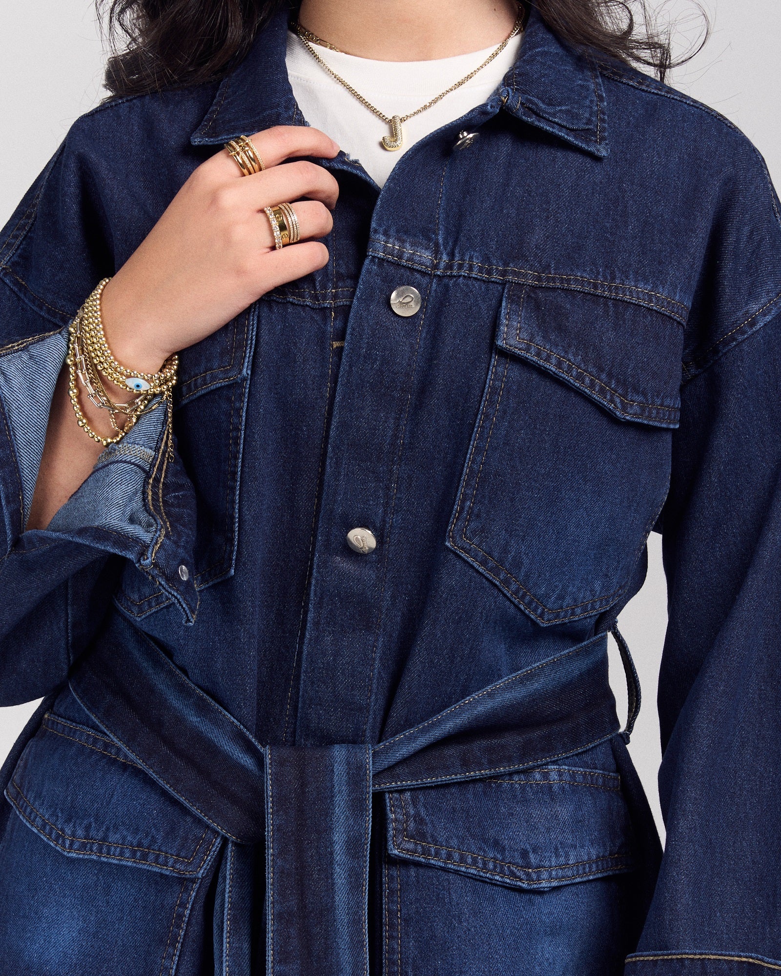 Snatched Denim Jacket - Dark Wash
