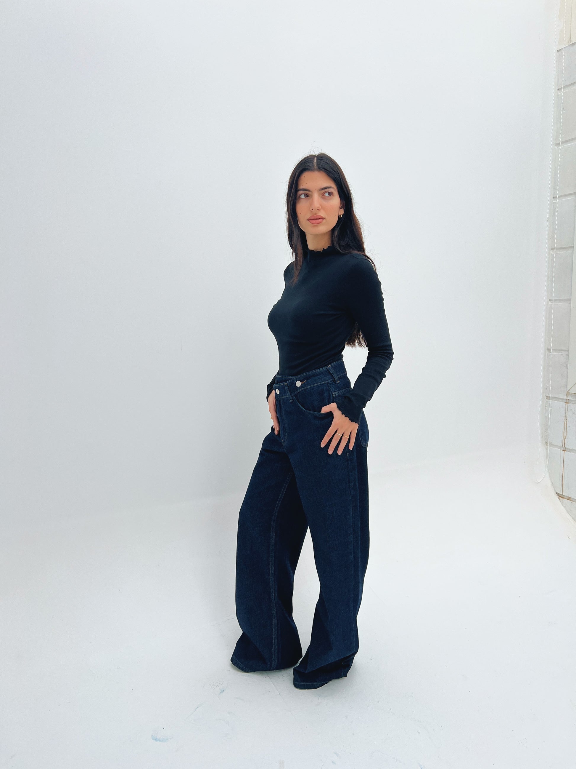 The Cross Button Denim - Dark Blue