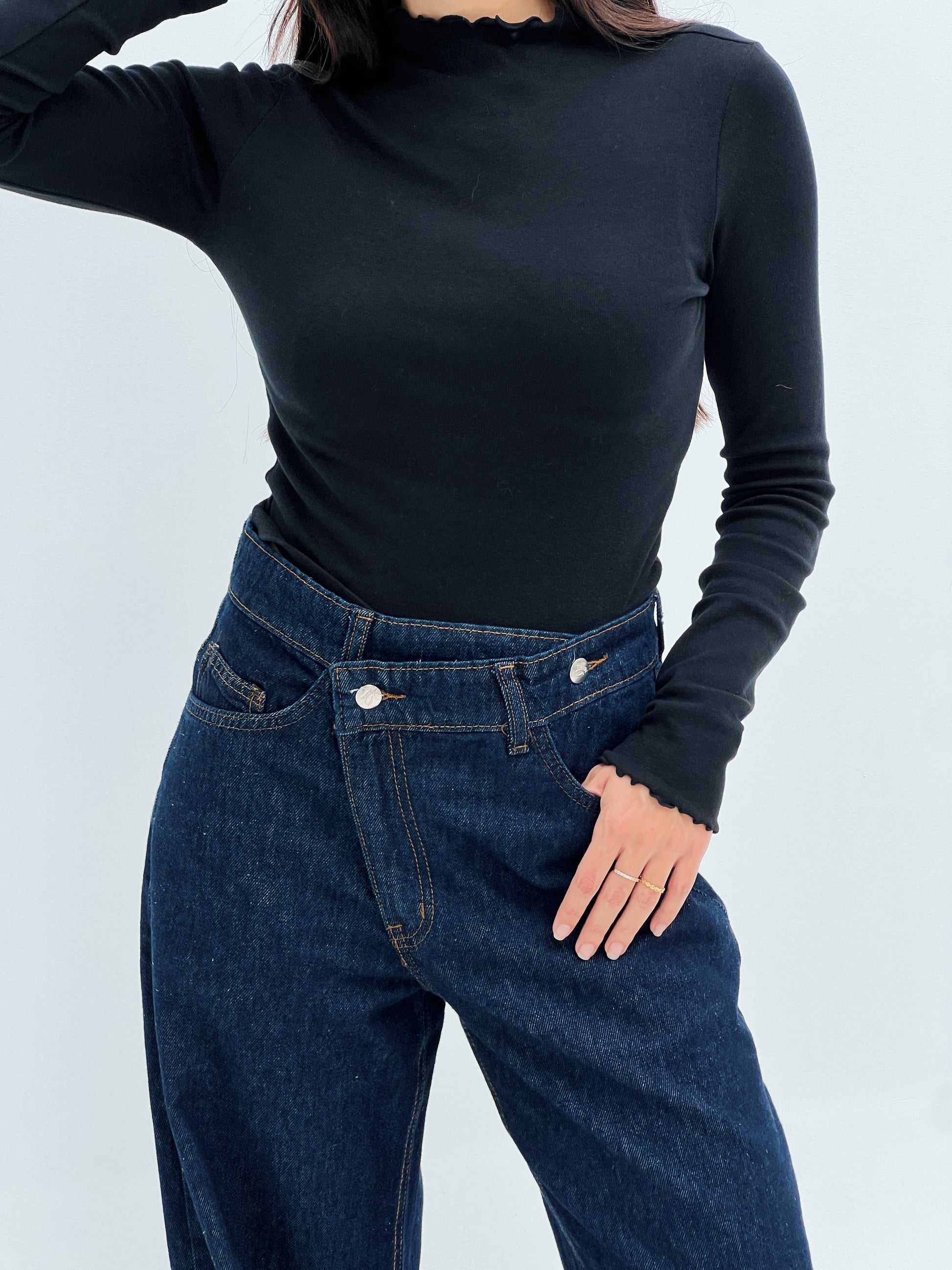 The Cross Button Denim - Dark Blue