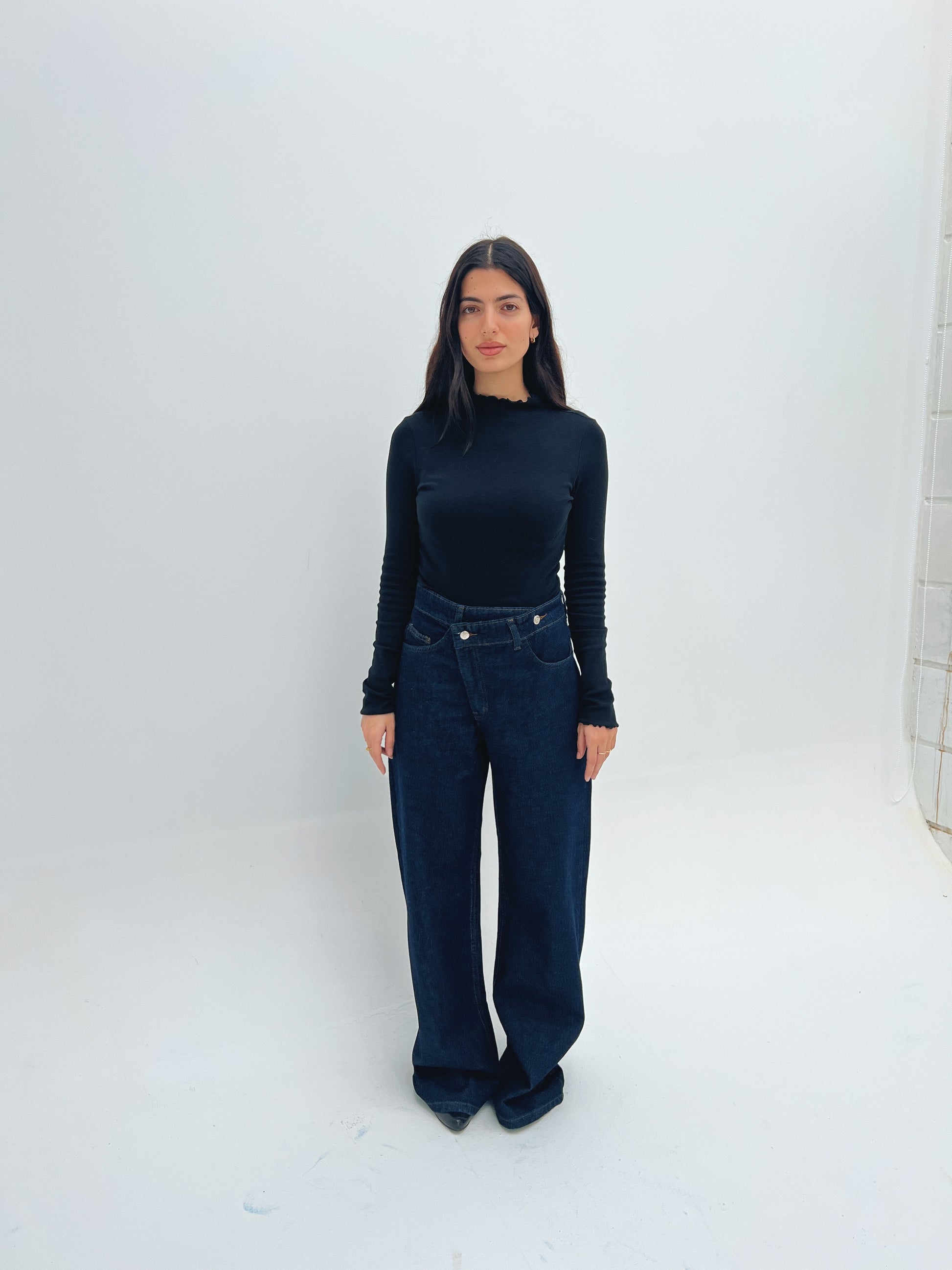 The Cross Button Denim - Dark Blue