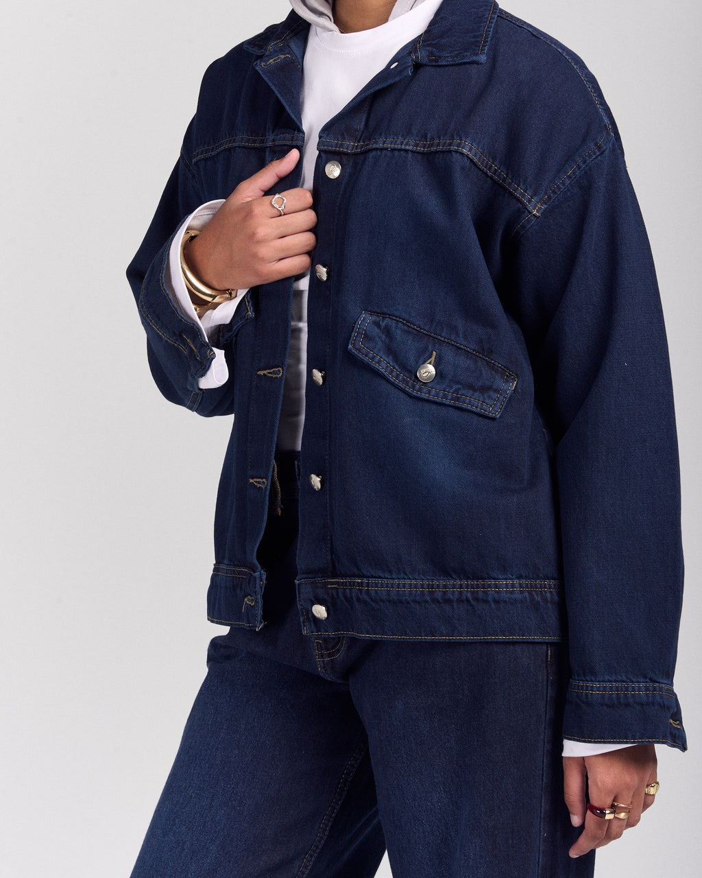 Stay Lit Denim Jacket - Dark Wash
