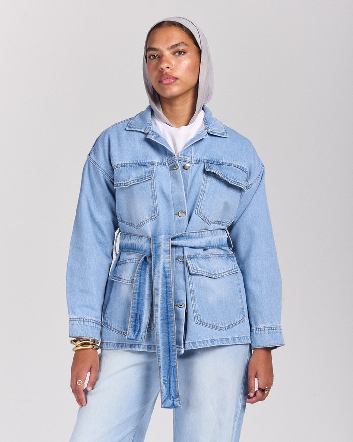 Snatched Denim Jacket - Light Wash