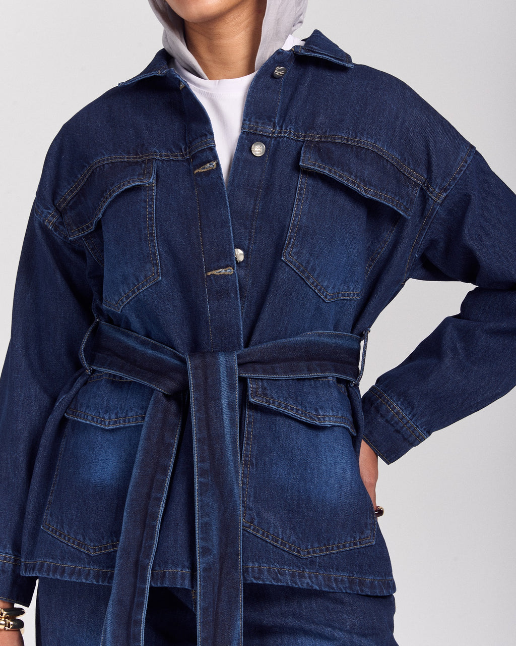 Snatched Denim Jacket - Dark Wash