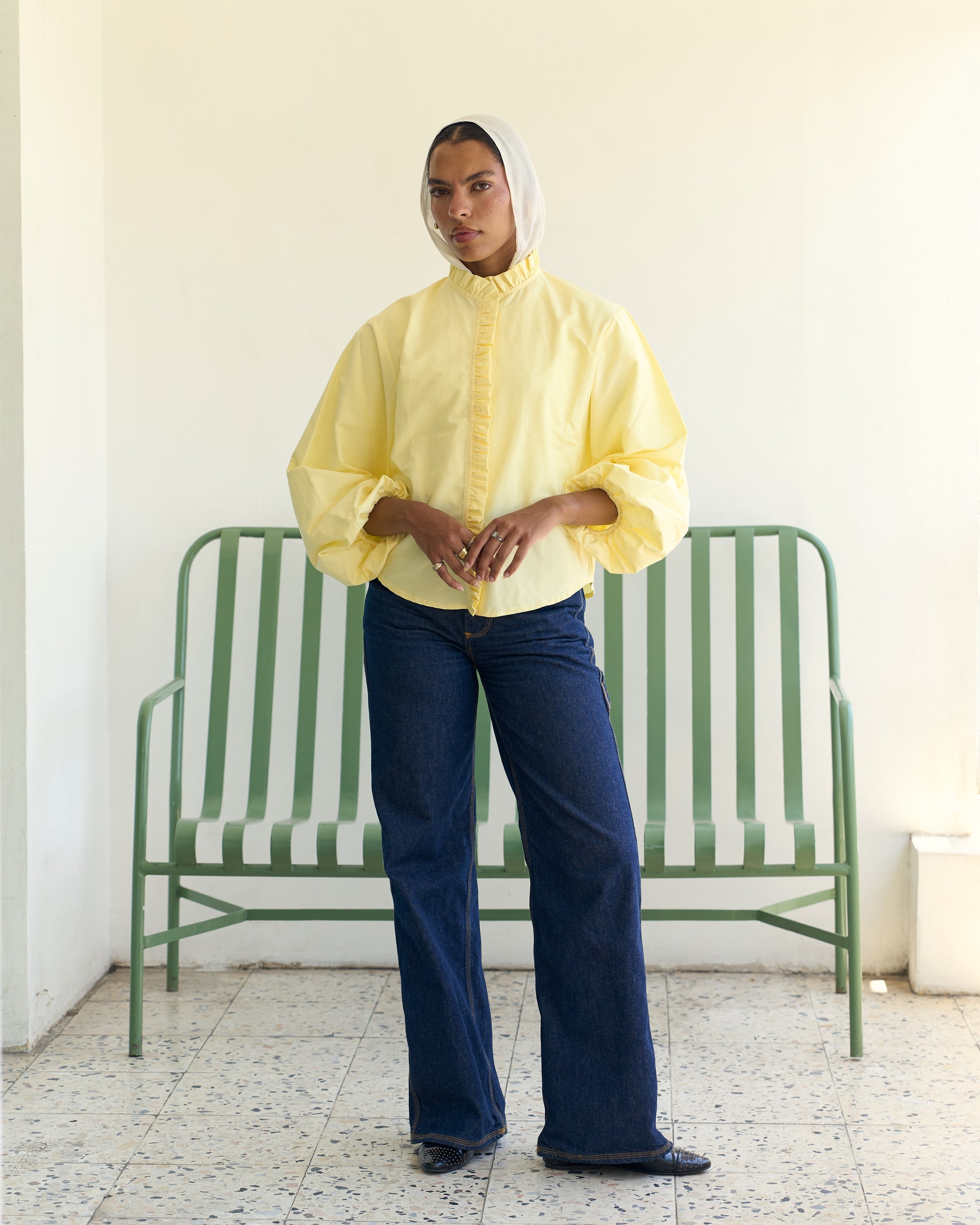 Poplin Puff Sleeve Blouse - Butter Yellow