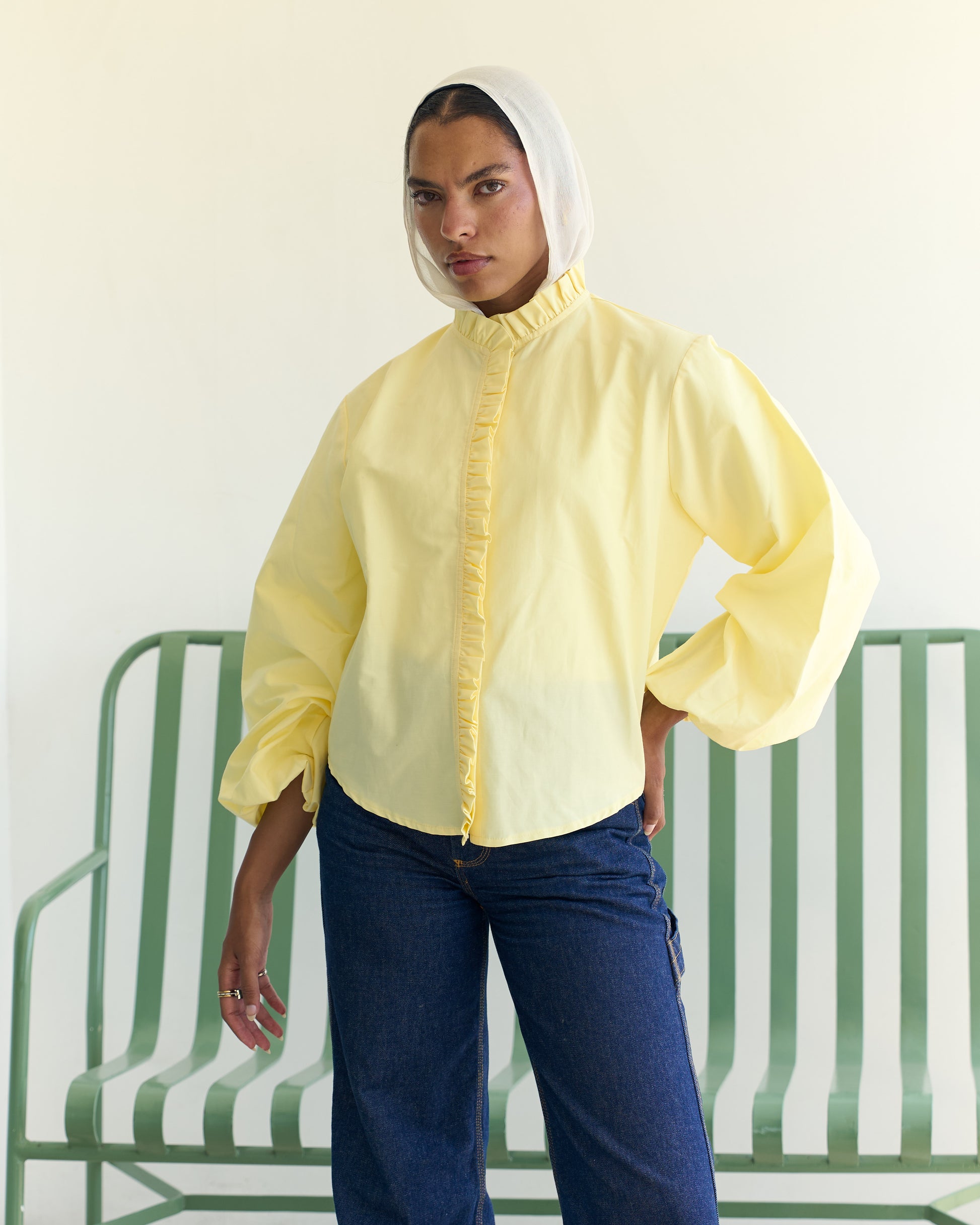 Poplin Puff Sleeve Blouse - Butter Yellow