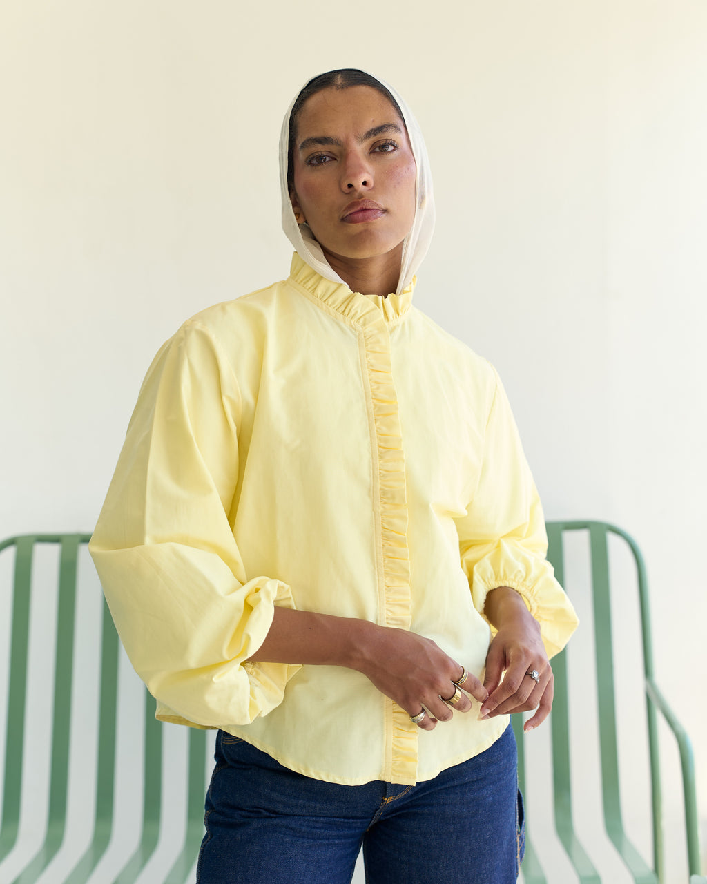 Poplin Puff Sleeve Blouse - Butter Yellow