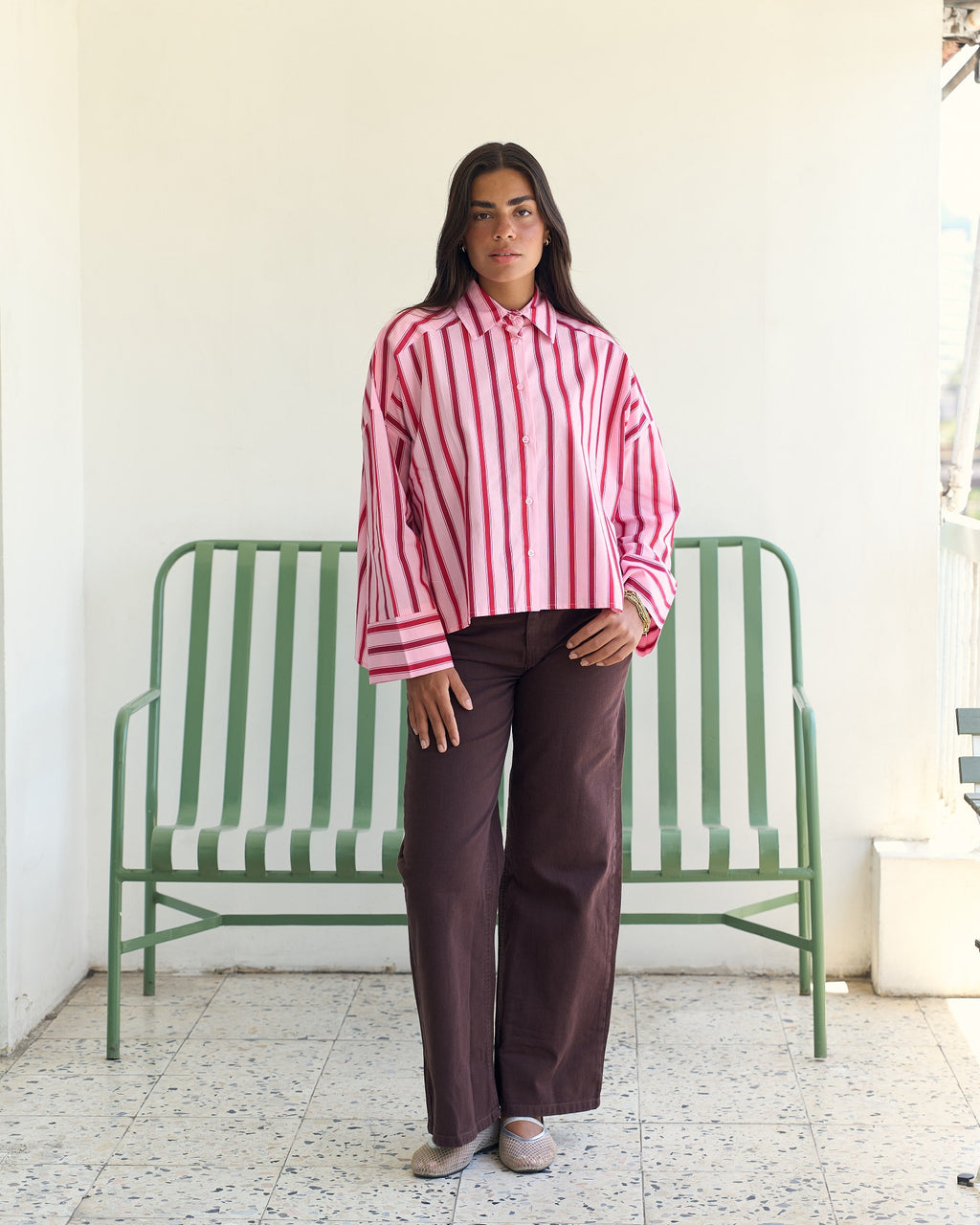 Candy Stripe Poplin Shirt - Pink & Red Stripes