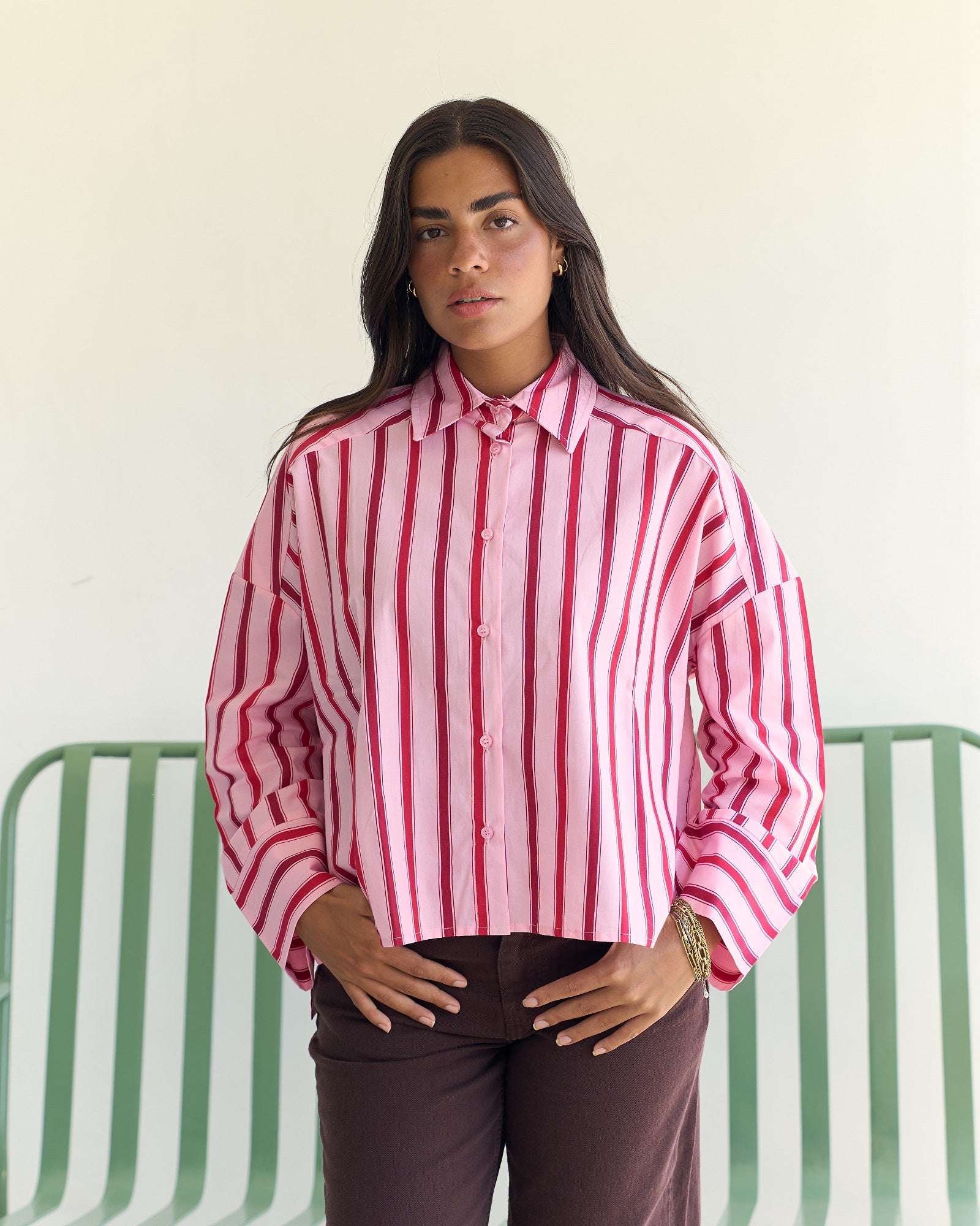 Candy Stripe Poplin Shirt - Pink & Red Stripes