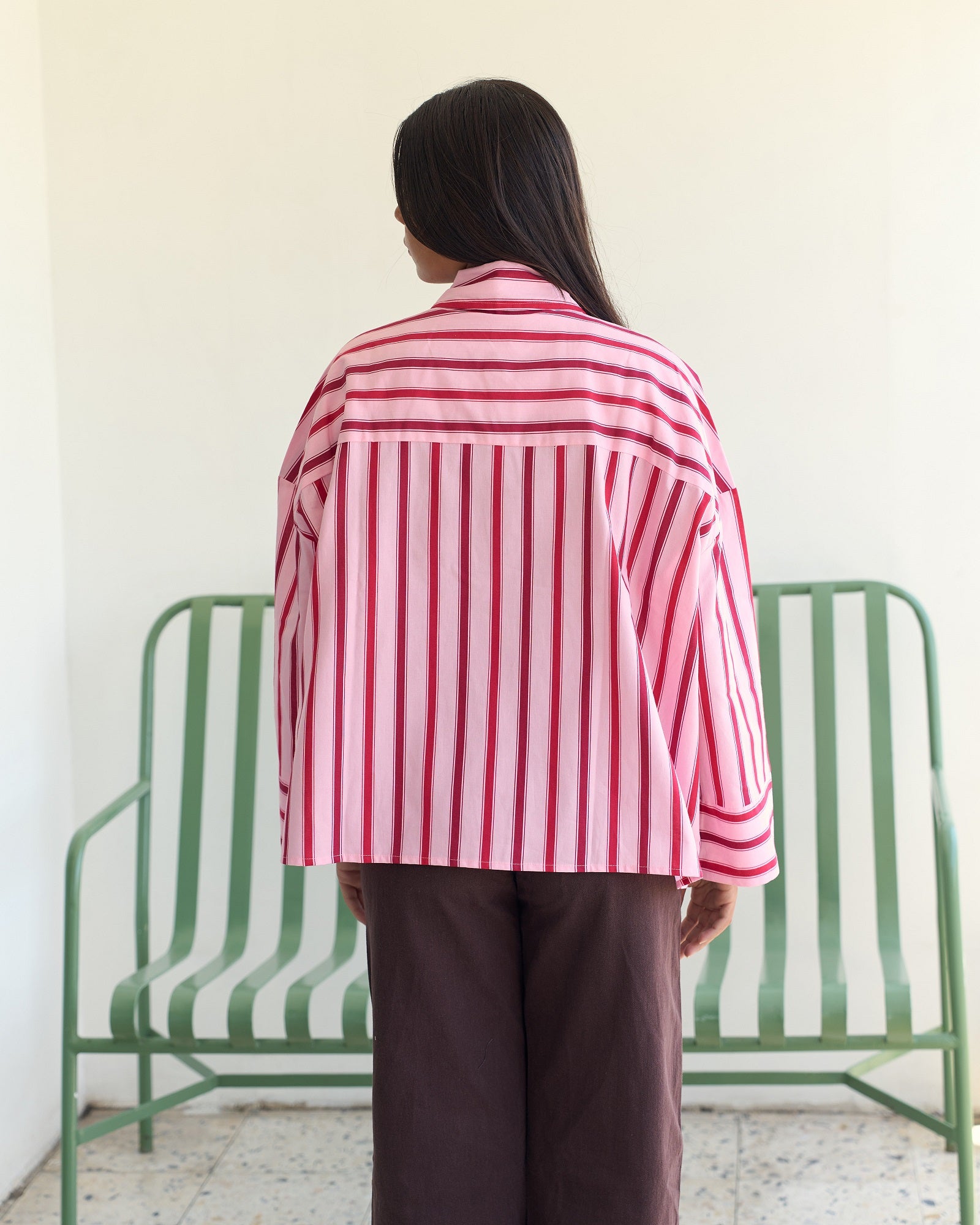 Candy Stripe Poplin Shirt - Pink & Red Stripes