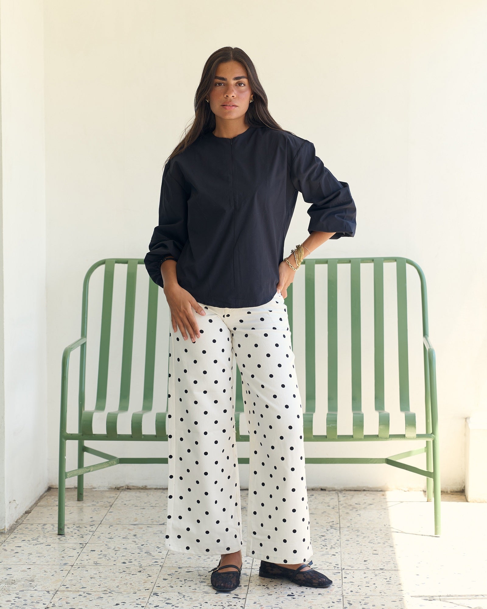 The Polka Denim - White