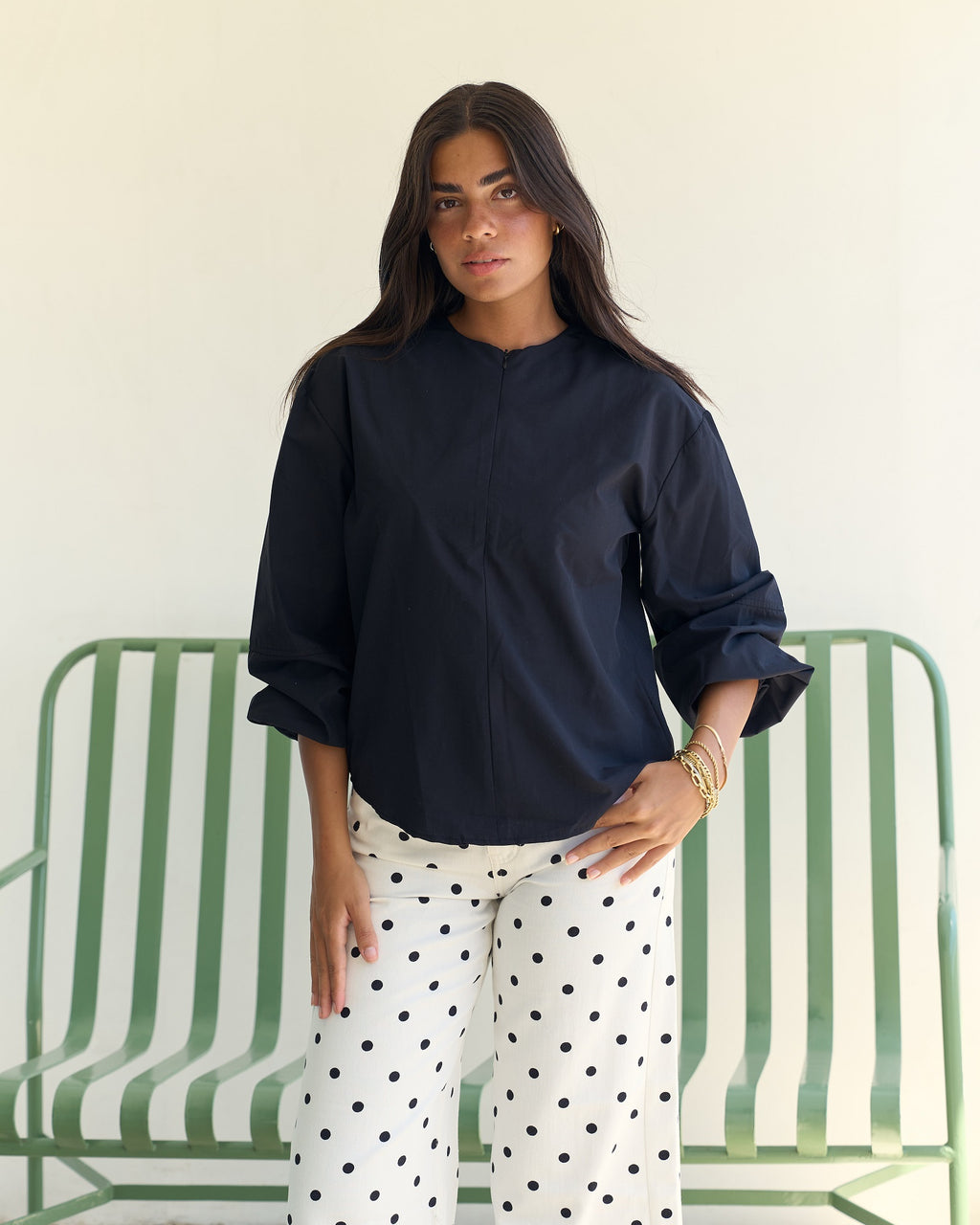 The Polka Denim - White