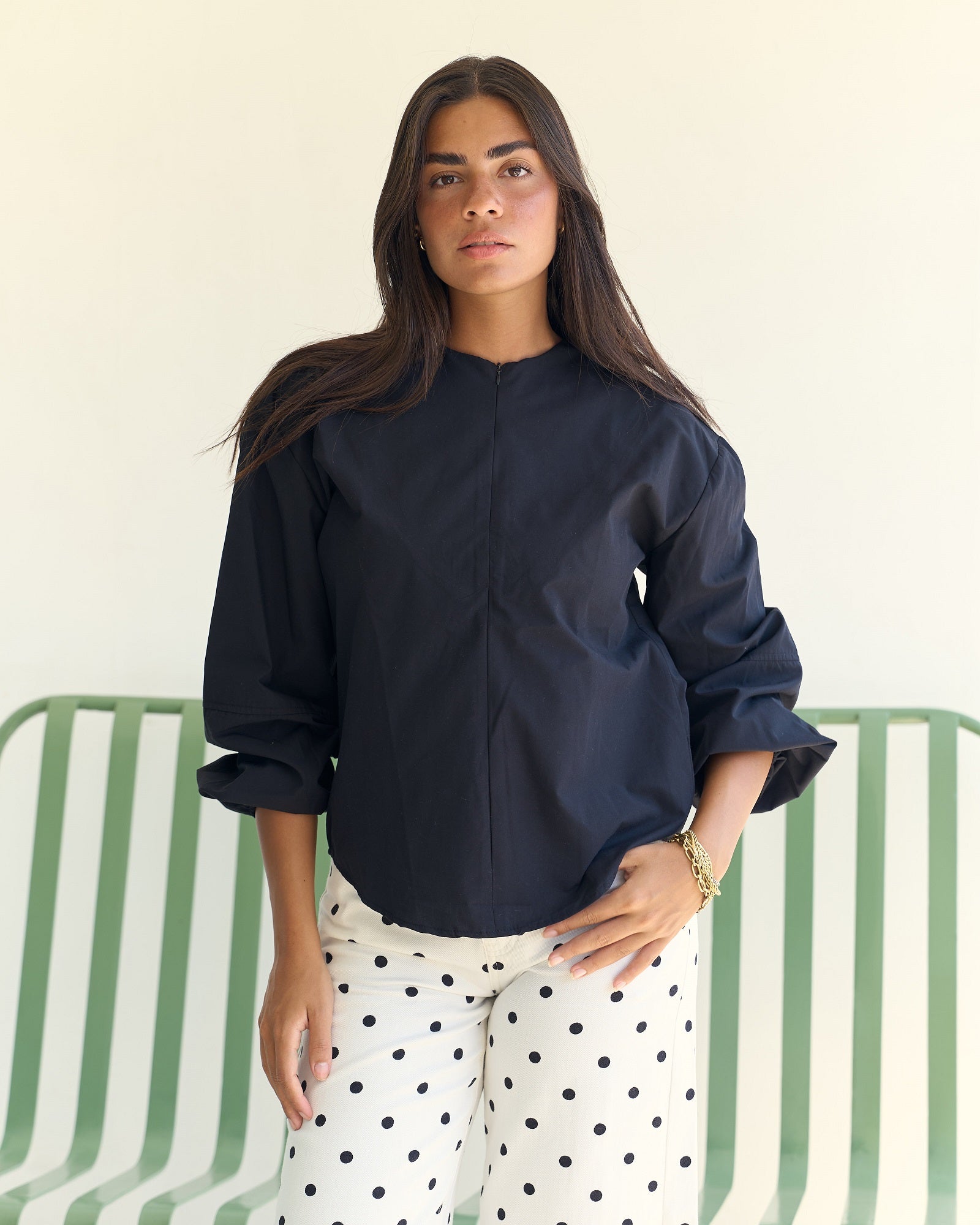 The Polka Denim - White