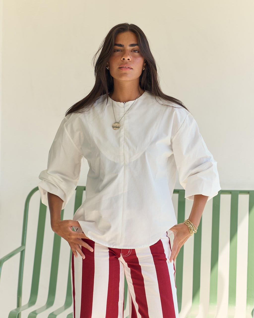 Burgundy Stripe Denim Pants