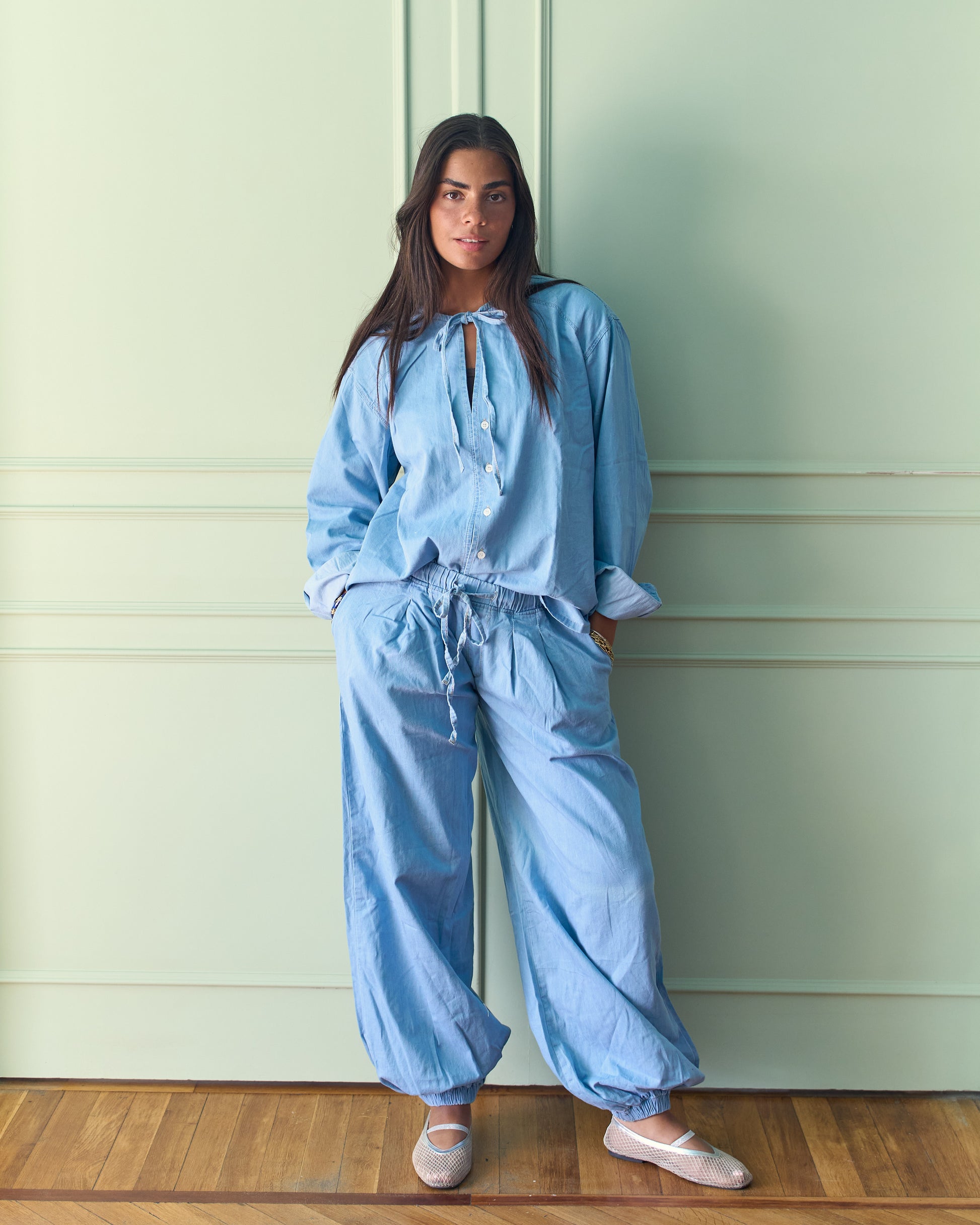 Denim Ballon Set - Light Denim Blue