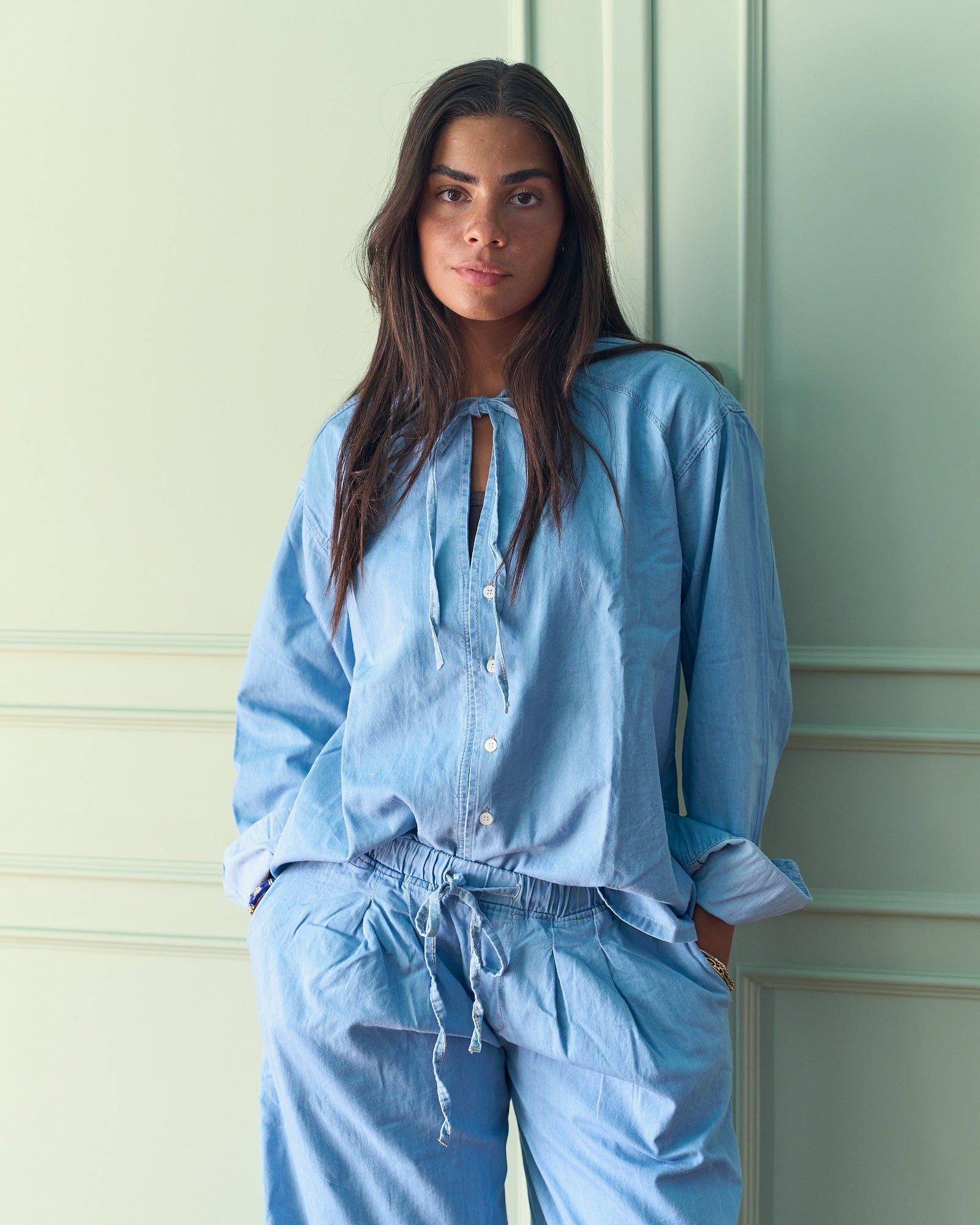 Denim Ballon Set - Light Denim Blue