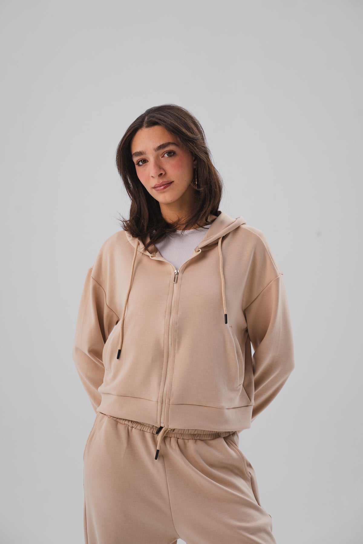 Zip-Up Lounge Set - Sand Beige