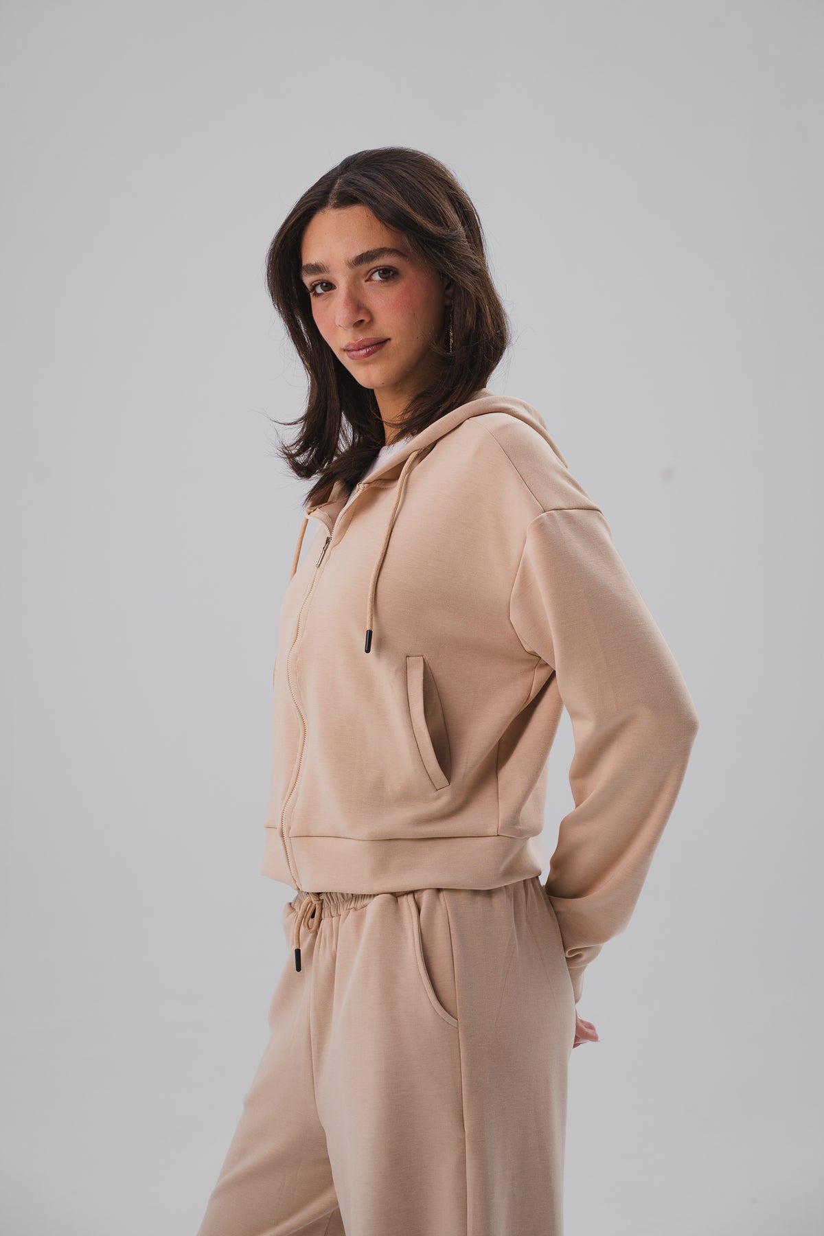 Zip-Up Lounge Set - Sand Beige