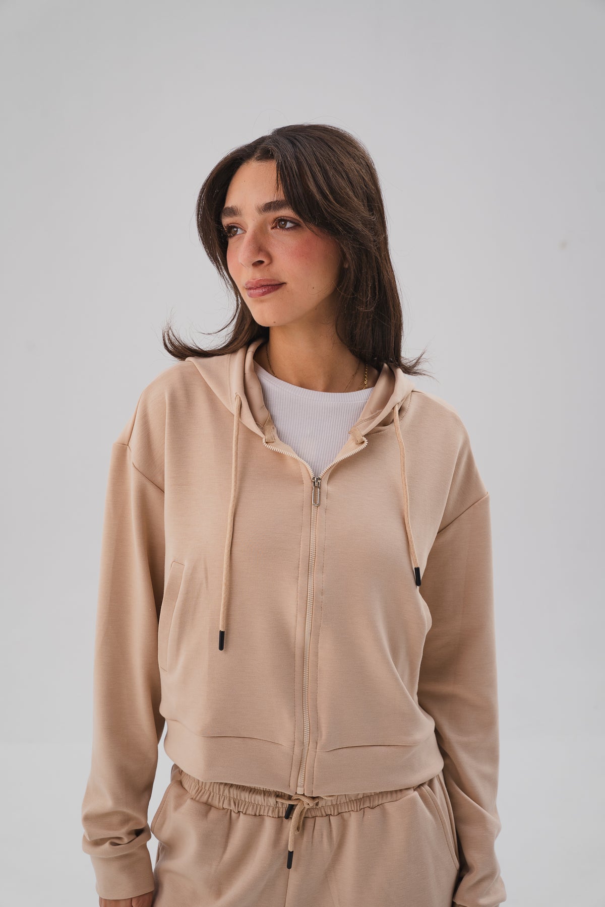 Zip-Up Lounge Set - Sand Beige