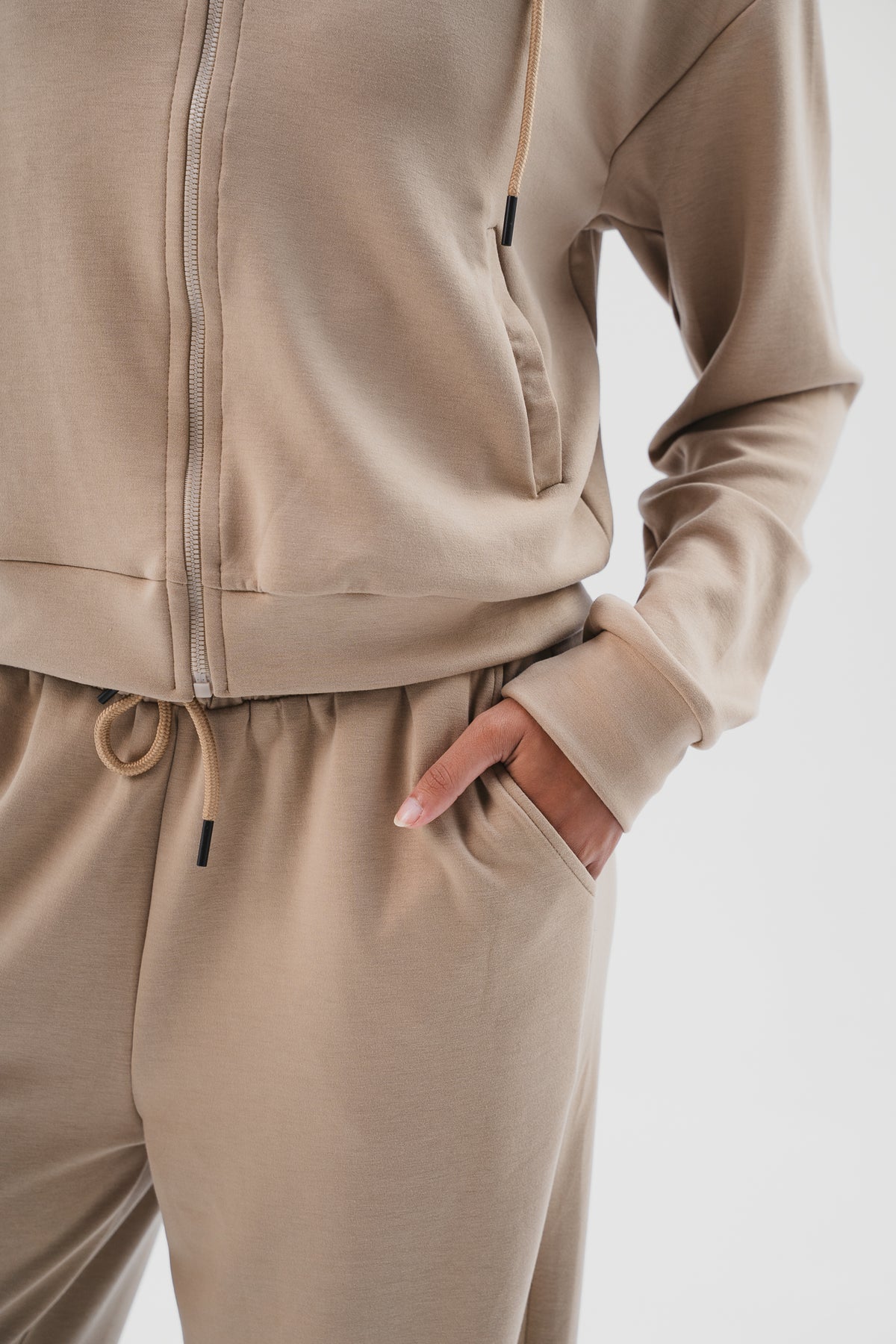 Zip-Up Lounge Set - Beige