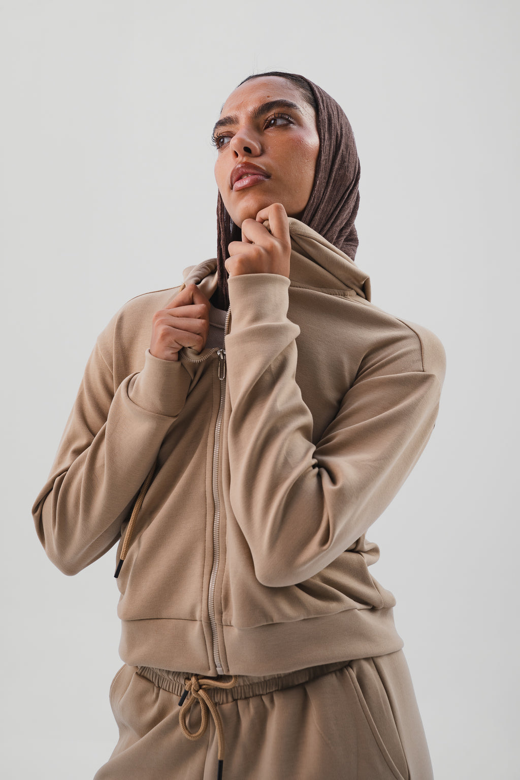 Zip-Up Lounge Set - Beige