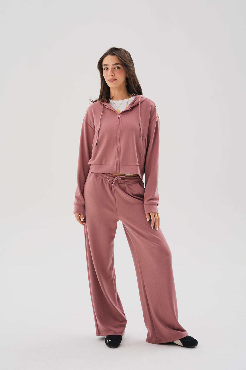 Zip-Up Lounge Set - Pink