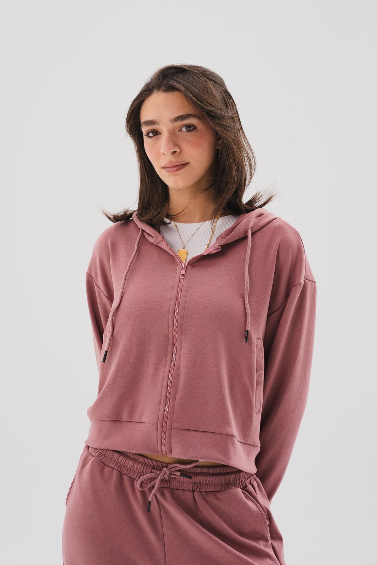 Zip-Up Lounge Set - Pink