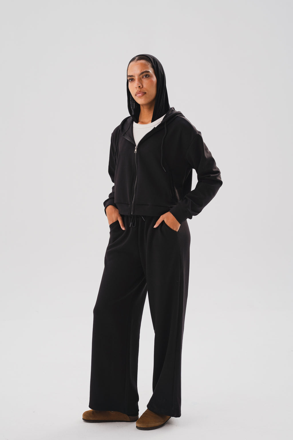 Zip-Up Lounge Set - Black