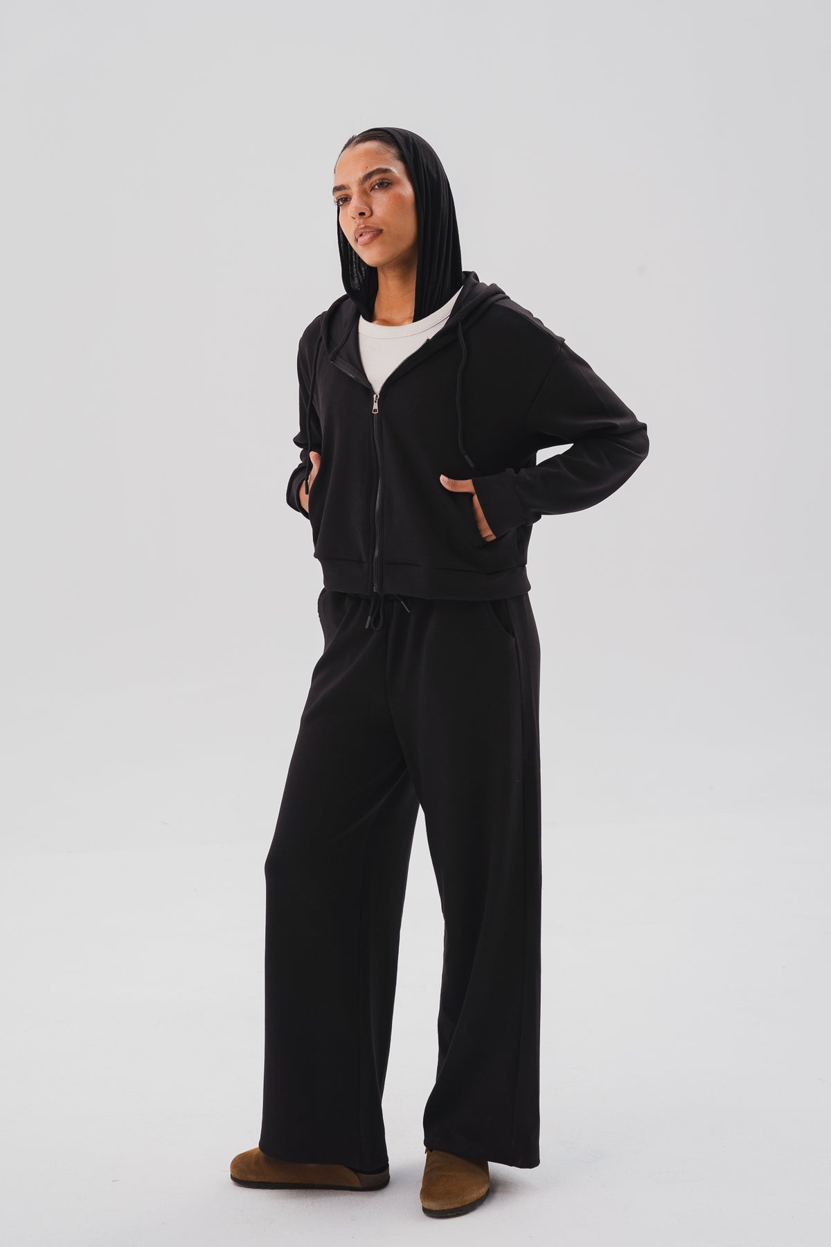 Zip-Up Lounge Set - Black