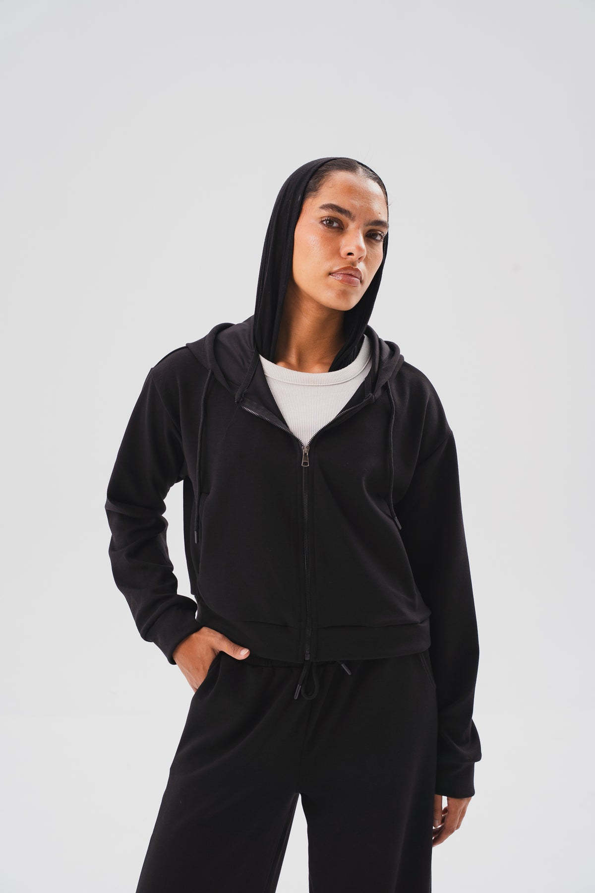 Zip-Up Lounge Set - Black