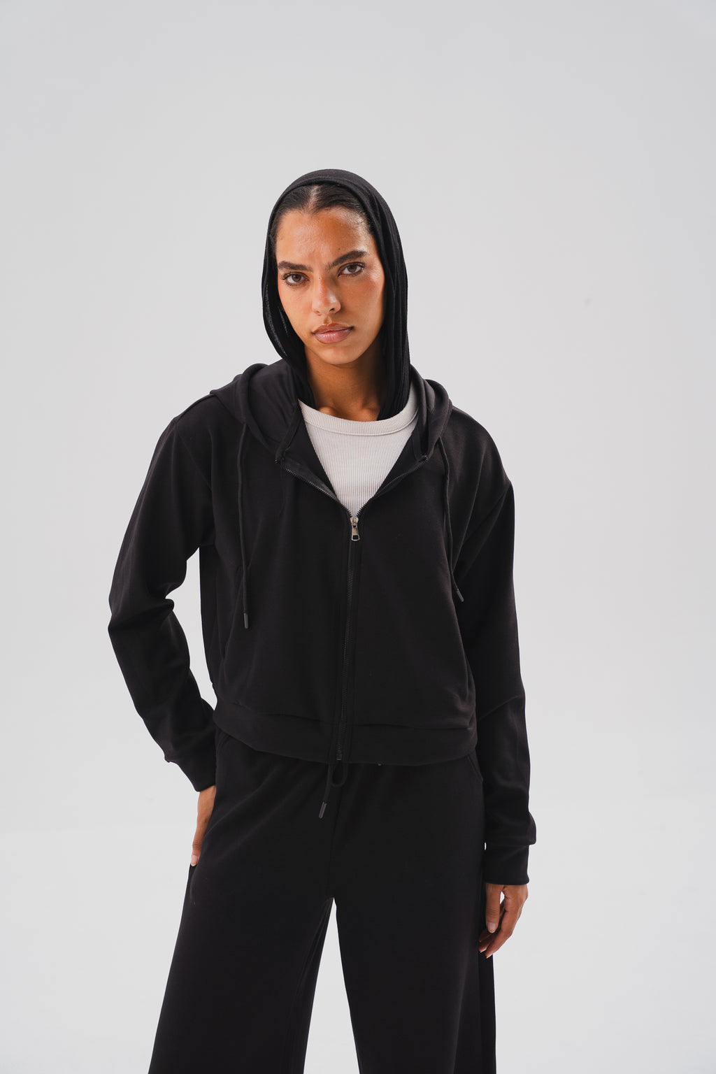 Zip-Up Lounge Set - Black