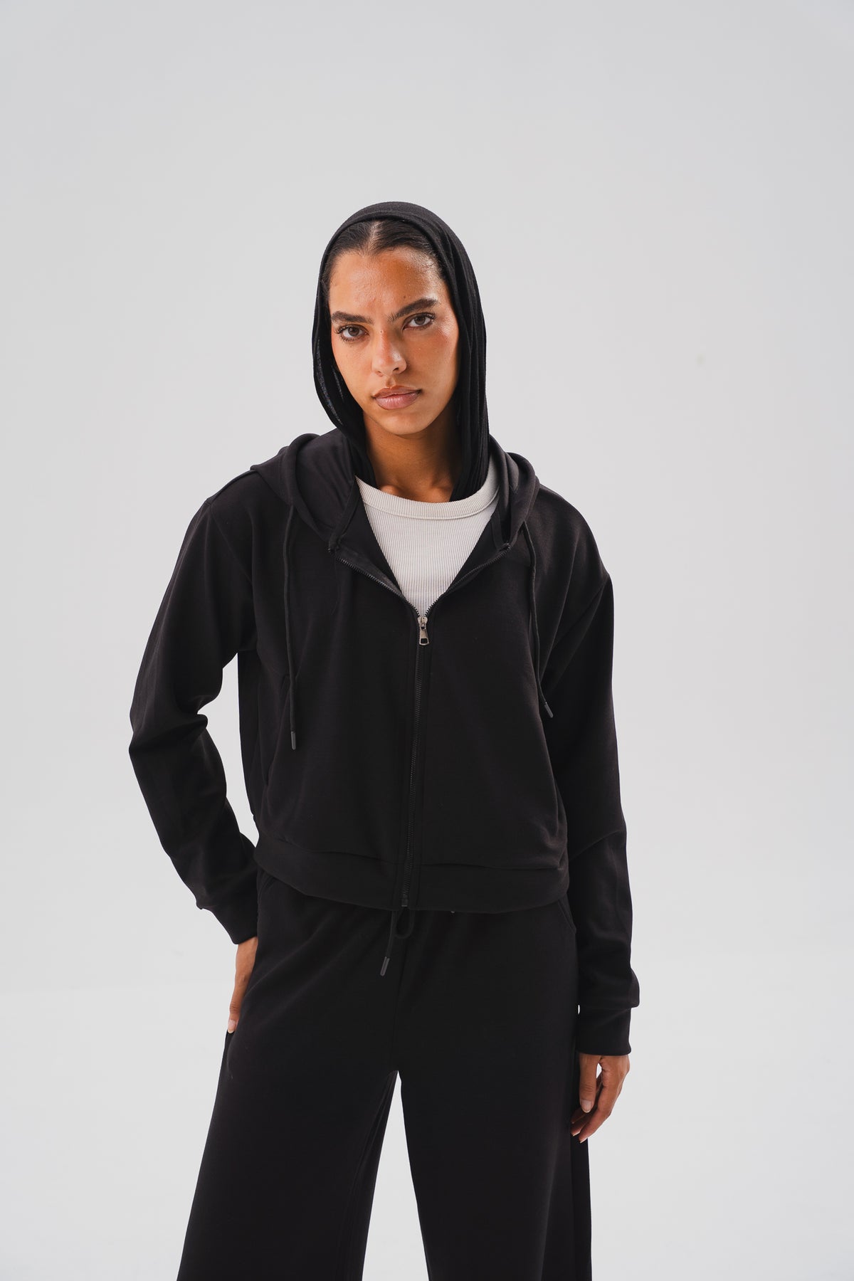 Zip-Up Lounge Set - Black
