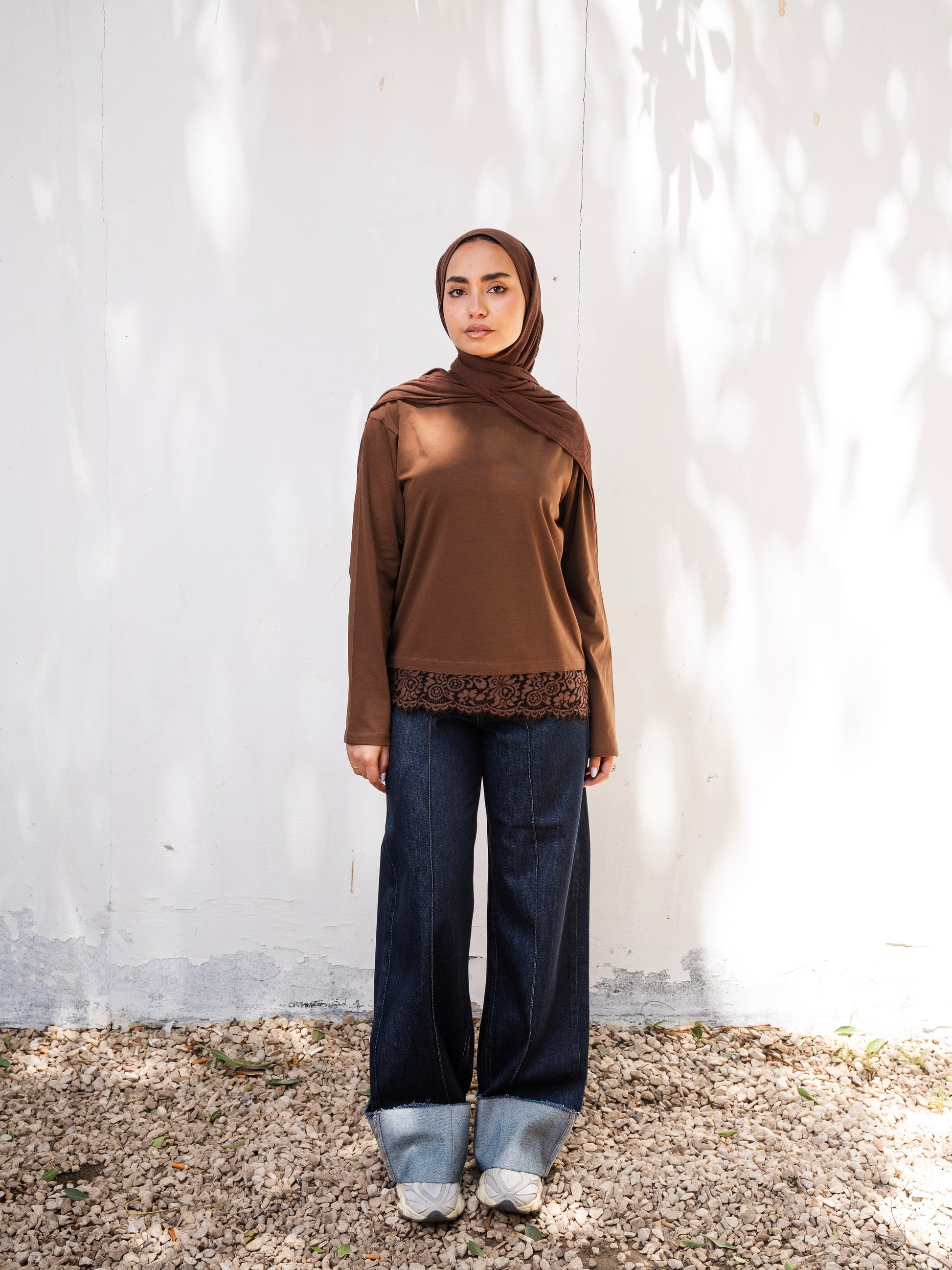 The Lace Tee - Brown