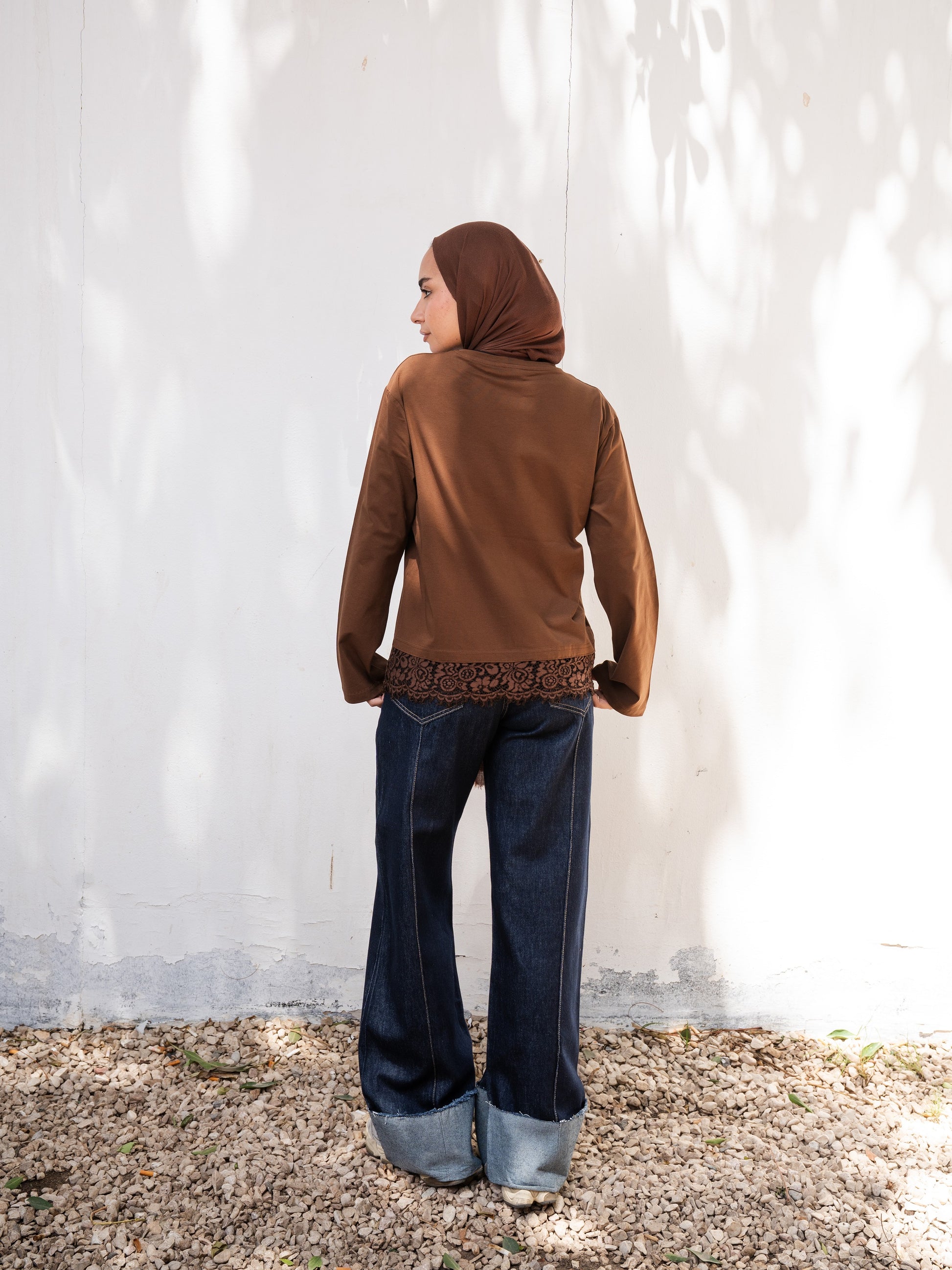 The Lace Tee - Brown