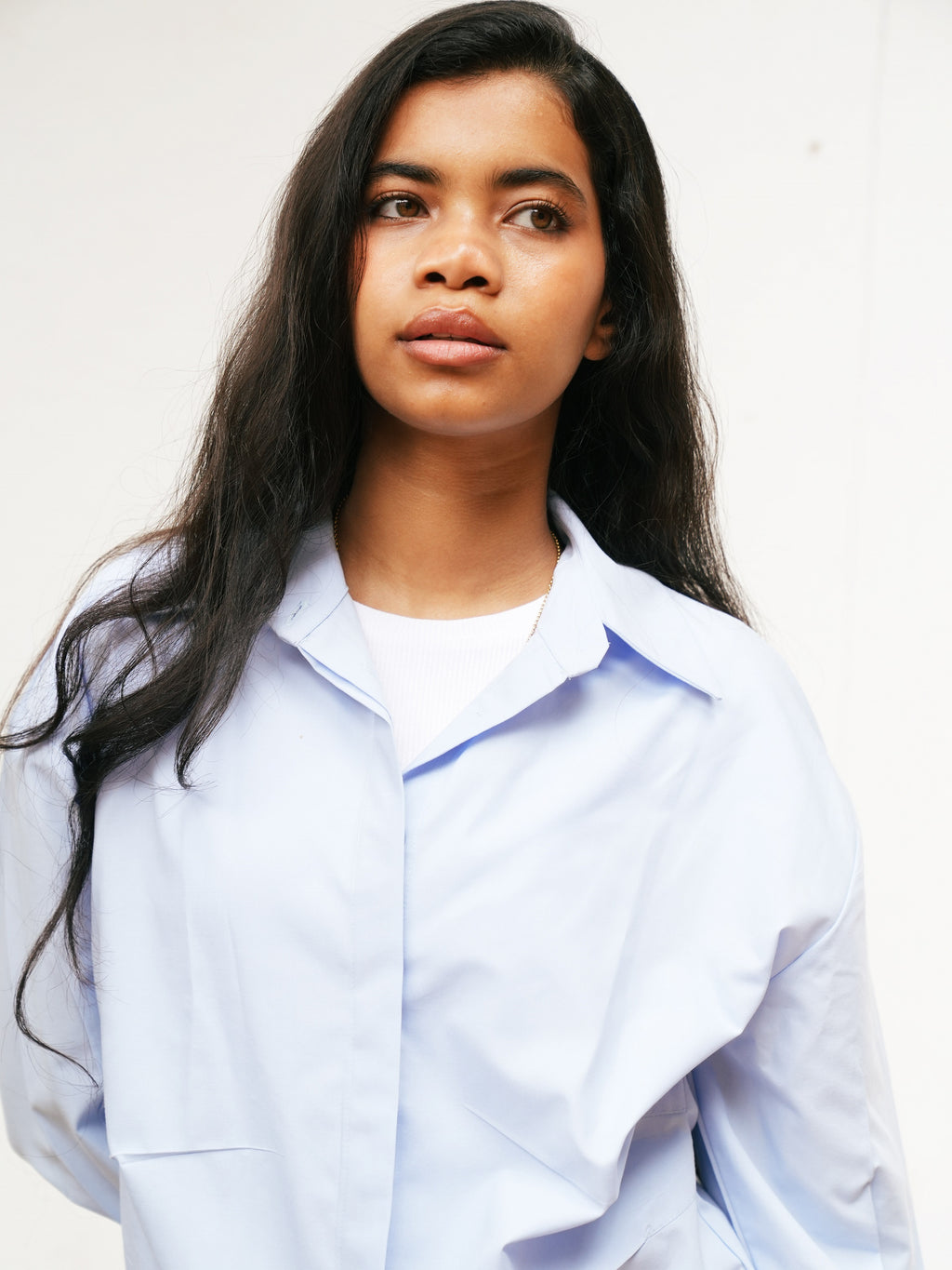 The Side Pleat Shirt - Blue