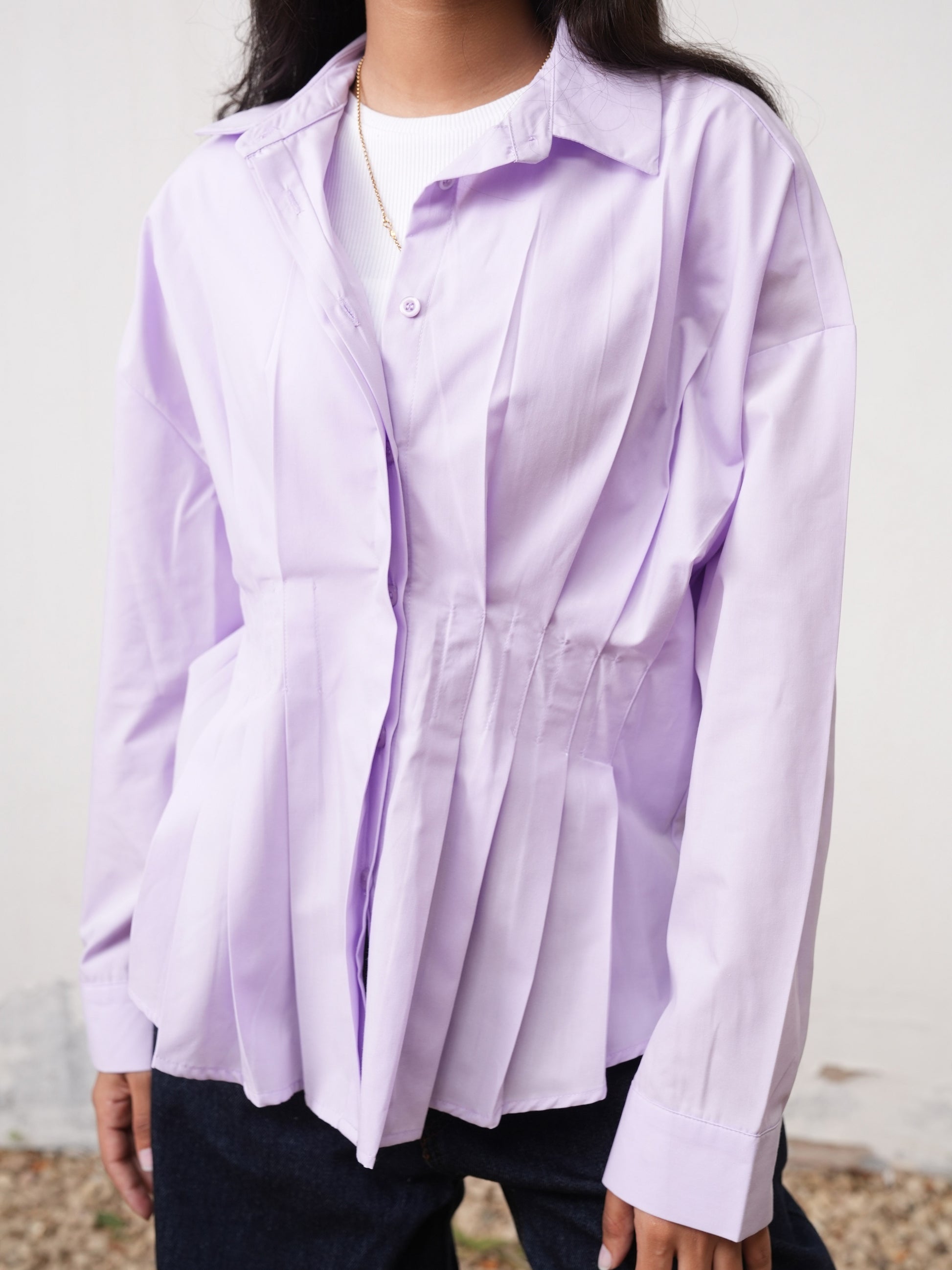 The Pleated Shirt - Purple