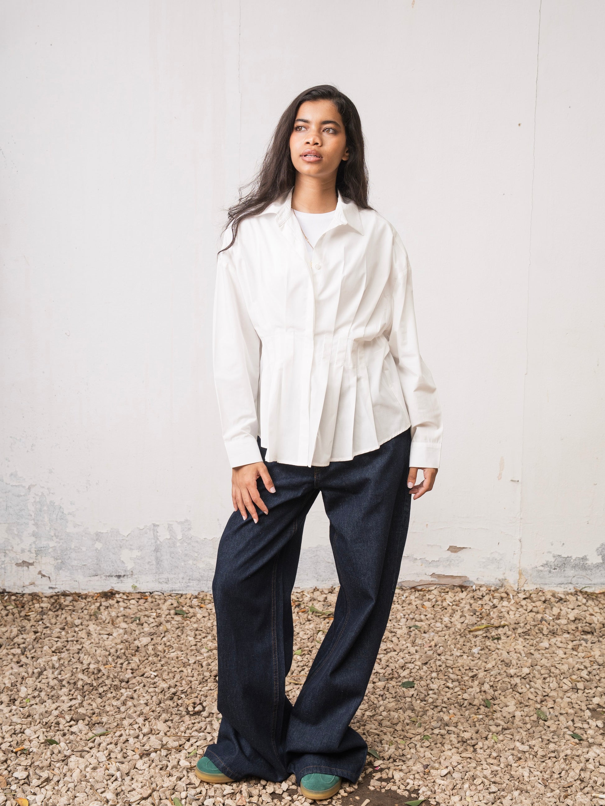 The Pleated Shirt - White