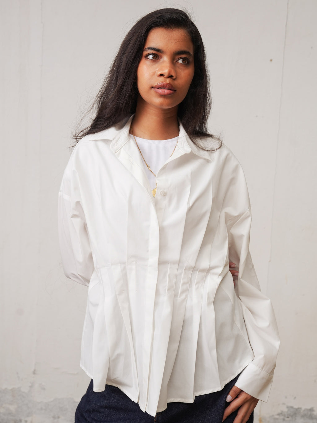 The Pleated Shirt - White