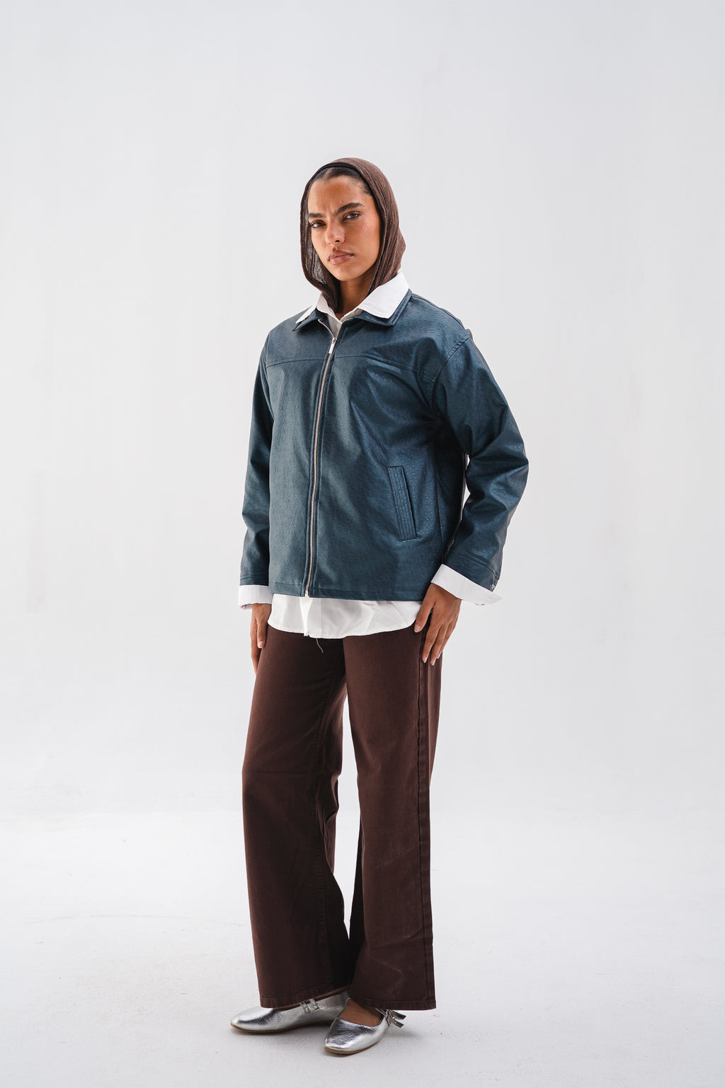 Faux Leather Jacket - Indigo