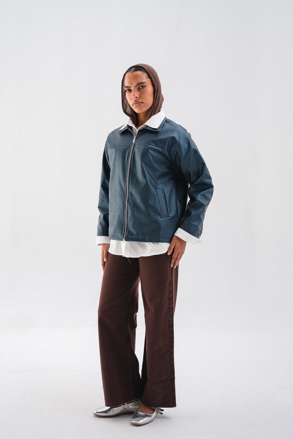 Faux Leather Jacket - Indigo