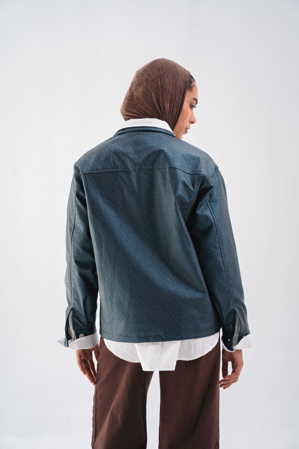 Faux Leather Jacket - Indigo