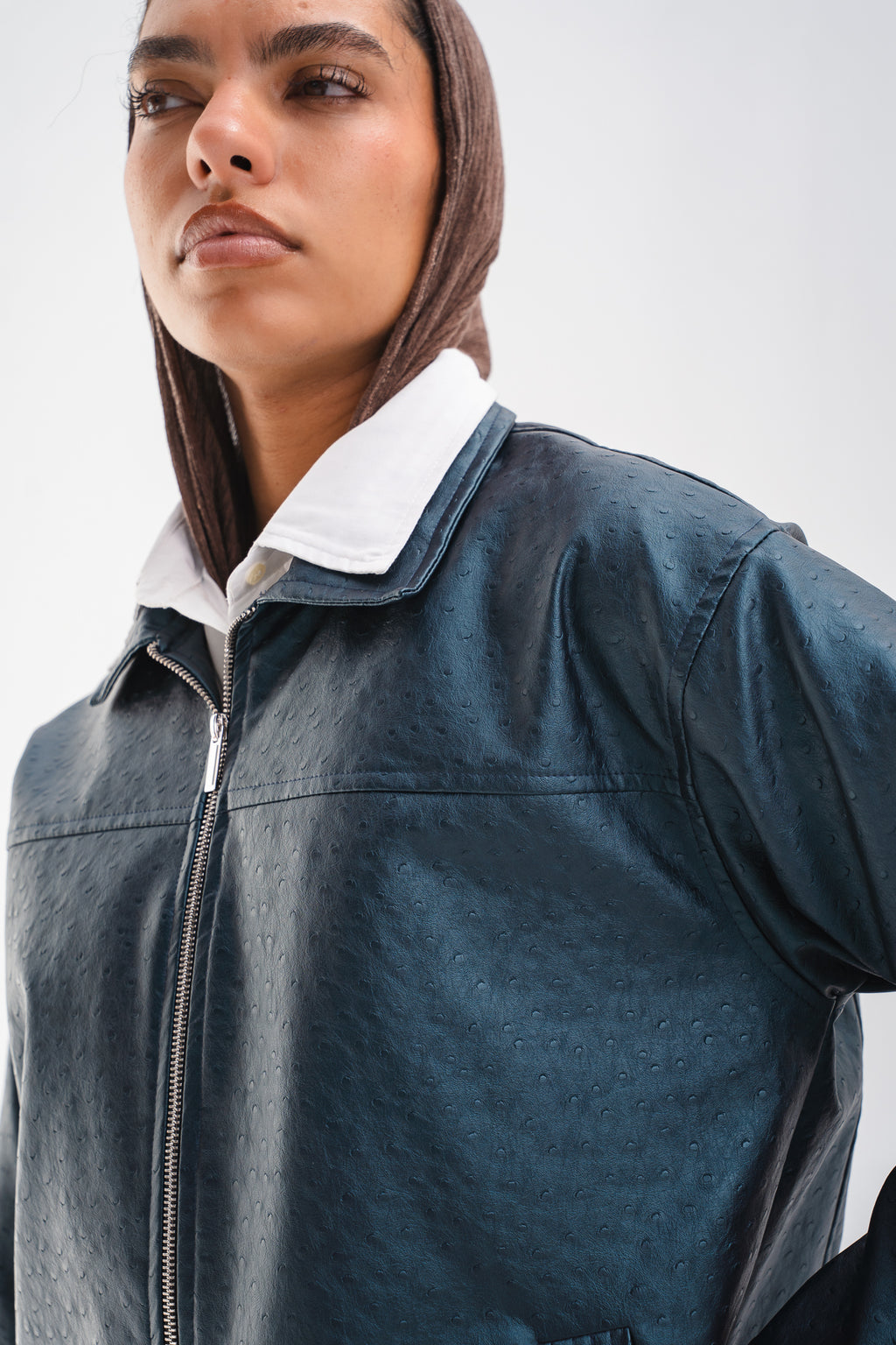 Faux Leather Jacket - Indigo