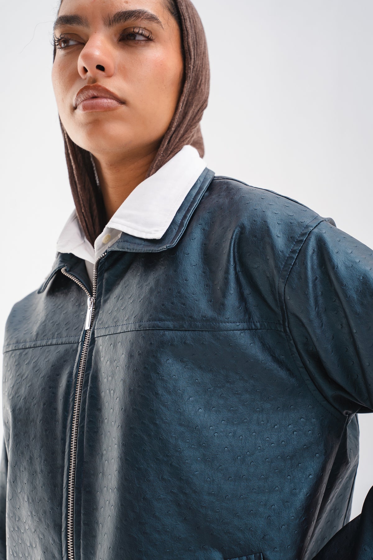 Faux Leather Jacket - Indigo