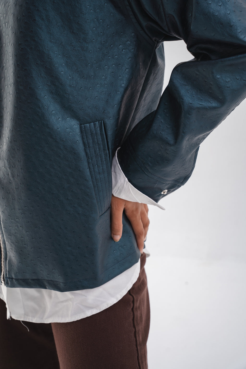 Faux Leather Jacket - Indigo