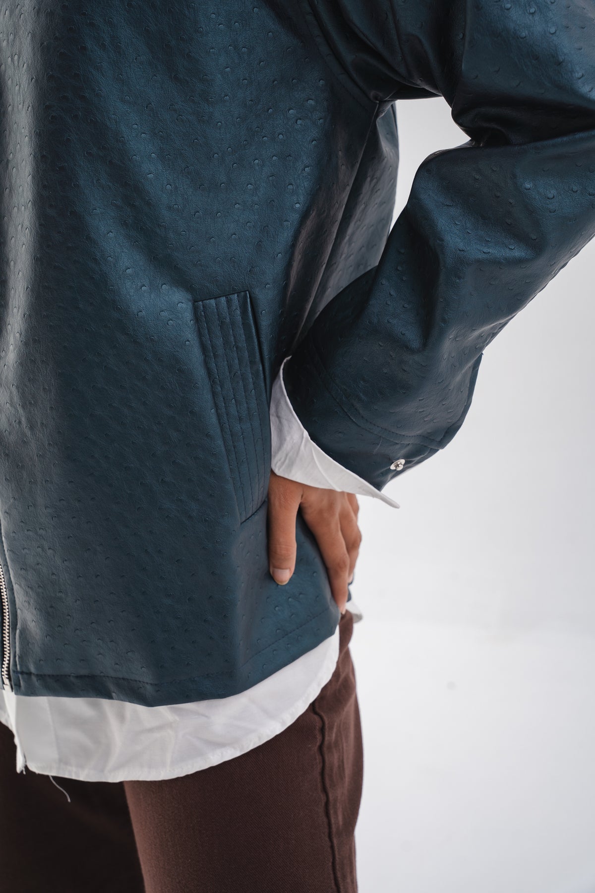 Faux Leather Jacket - Indigo