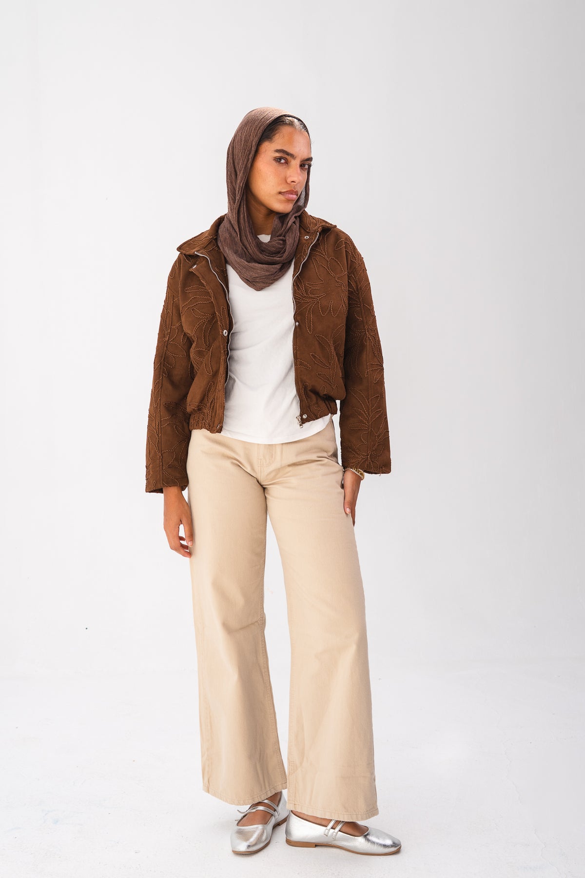Embroidered Jacket - Brown