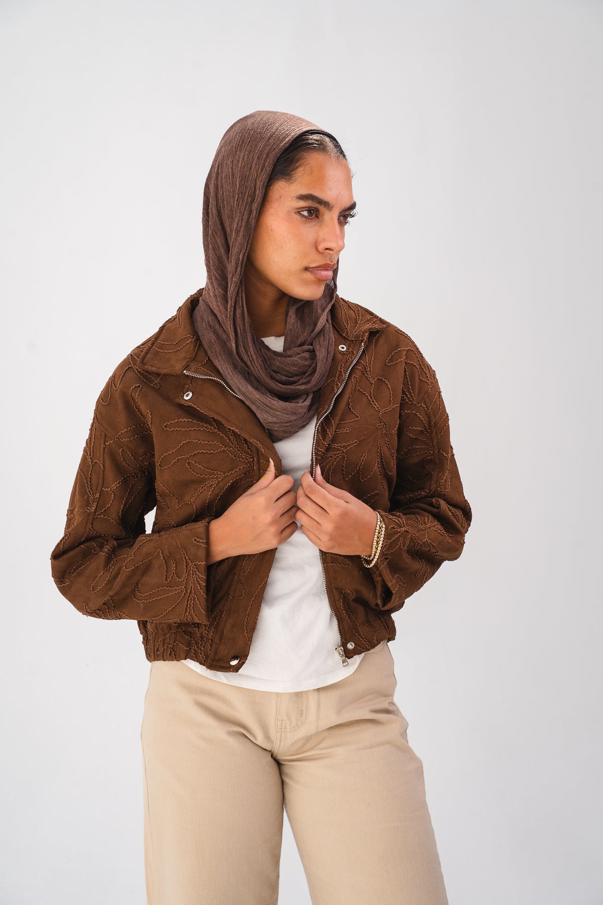 Embroidered Jacket - Brown