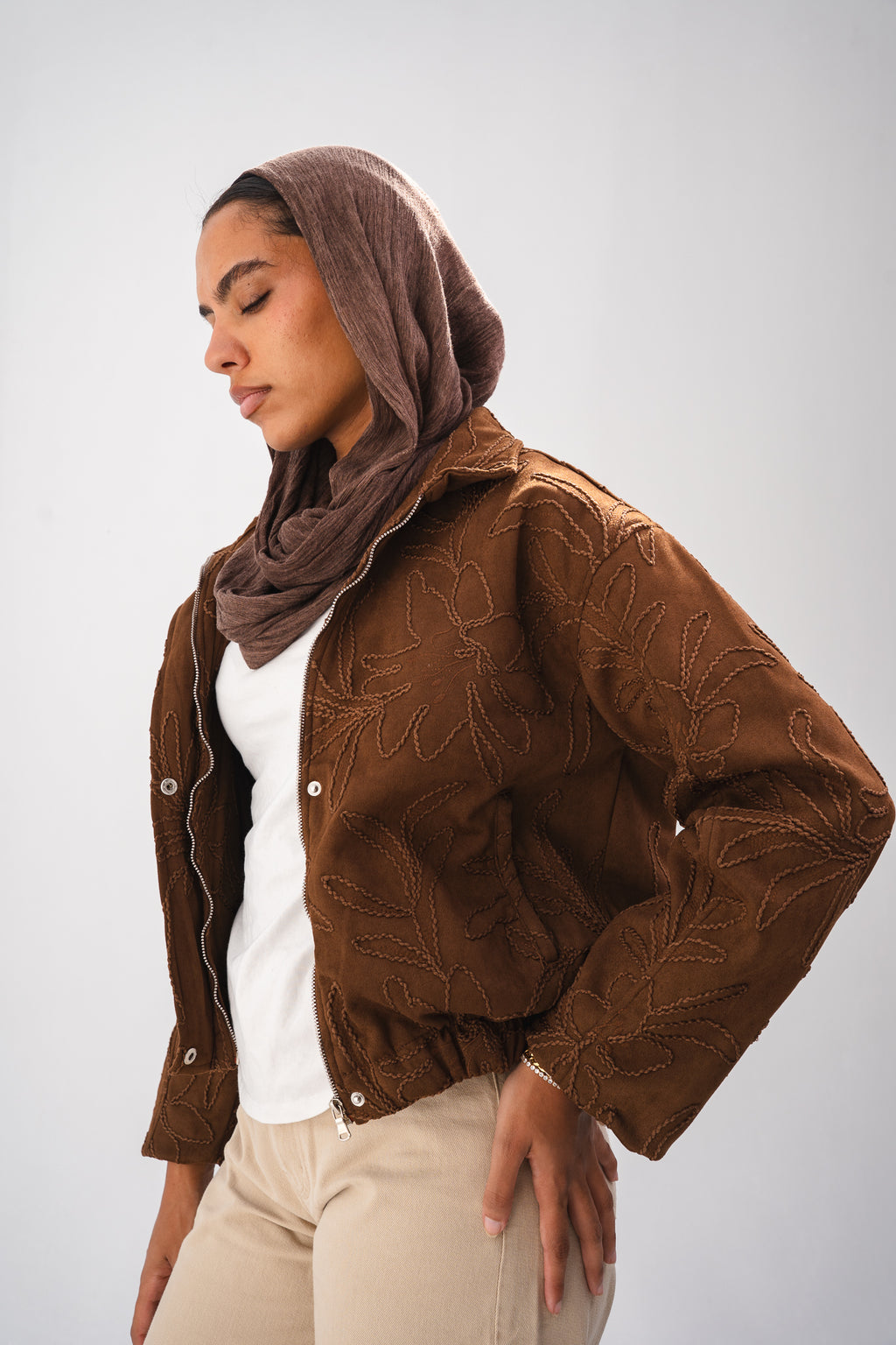 Embroidered Jacket - Brown