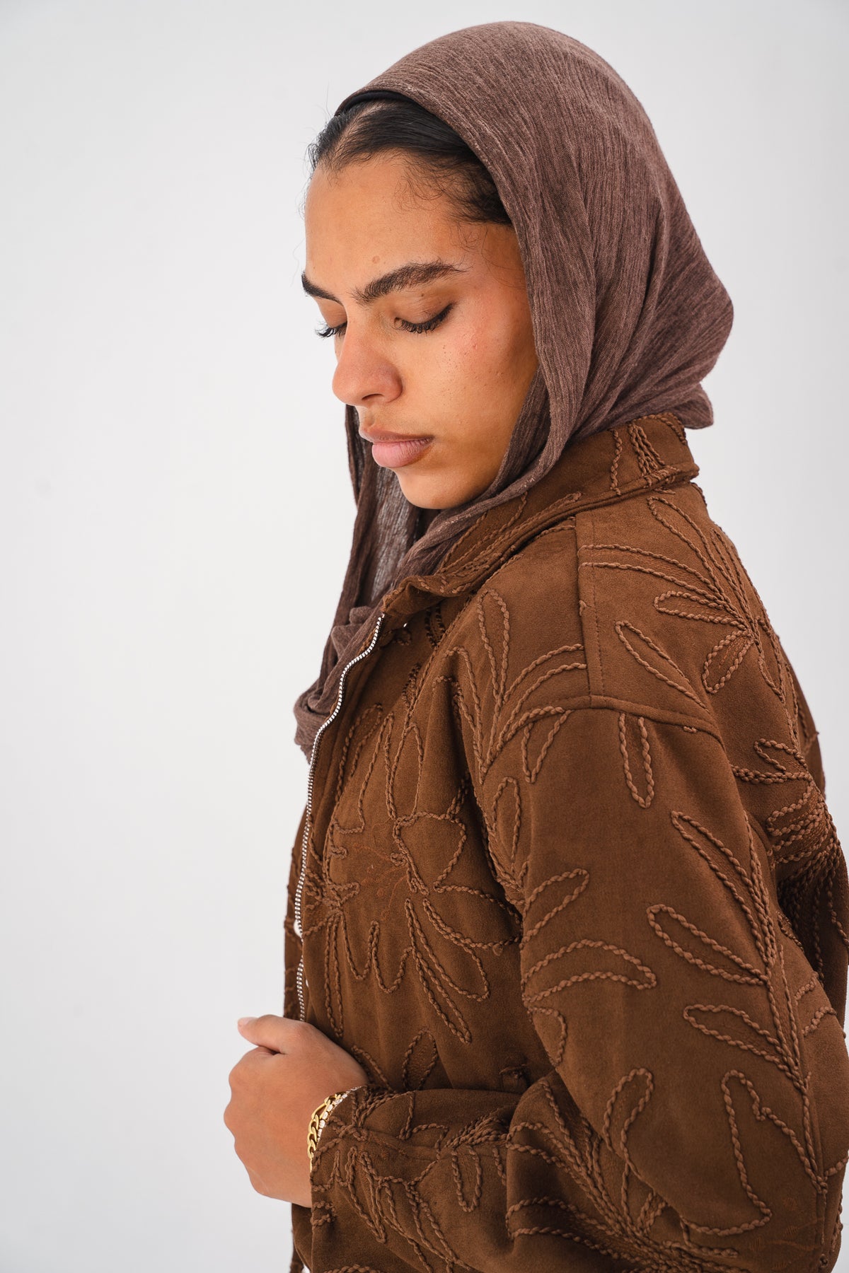 Embroidered Jacket - Brown