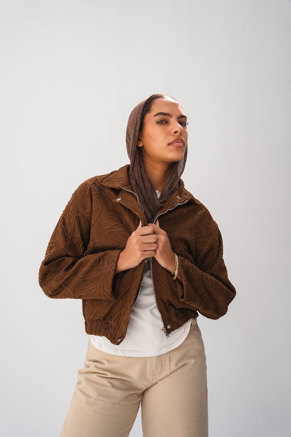 Embroidered Jacket - Brown