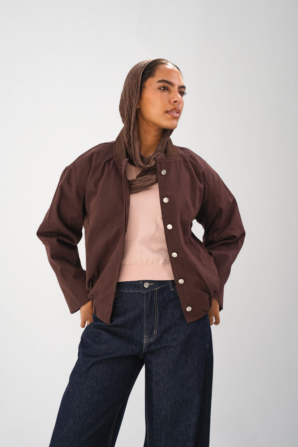 1. The Contrast Bomber -Chocolate Brown